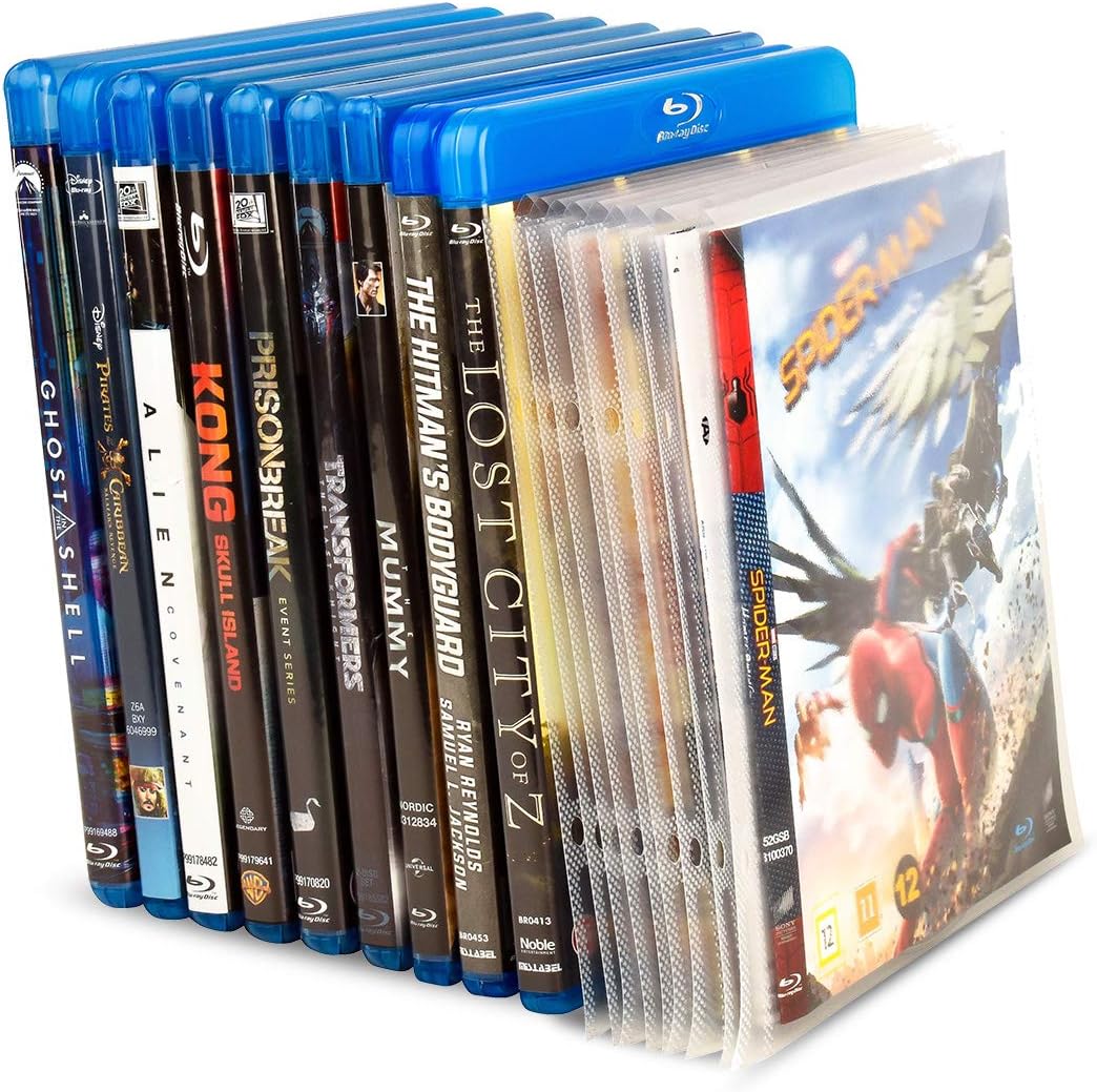 3L 10286 Blu Ray Perforated Transparent Flip Case for Storing Discs and Covers - 50 Pieces