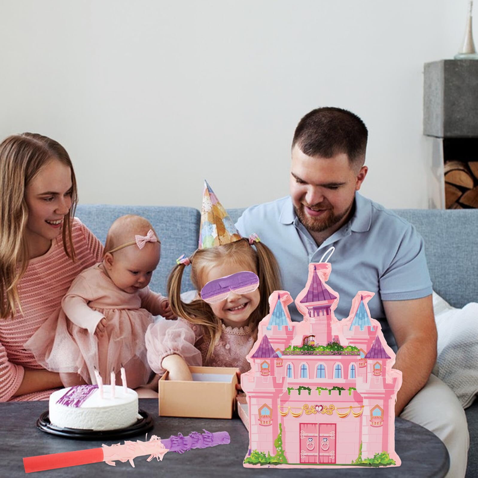 Piñata Château Princesse 1 Set en Papier, Décoration Fête Anniversaire