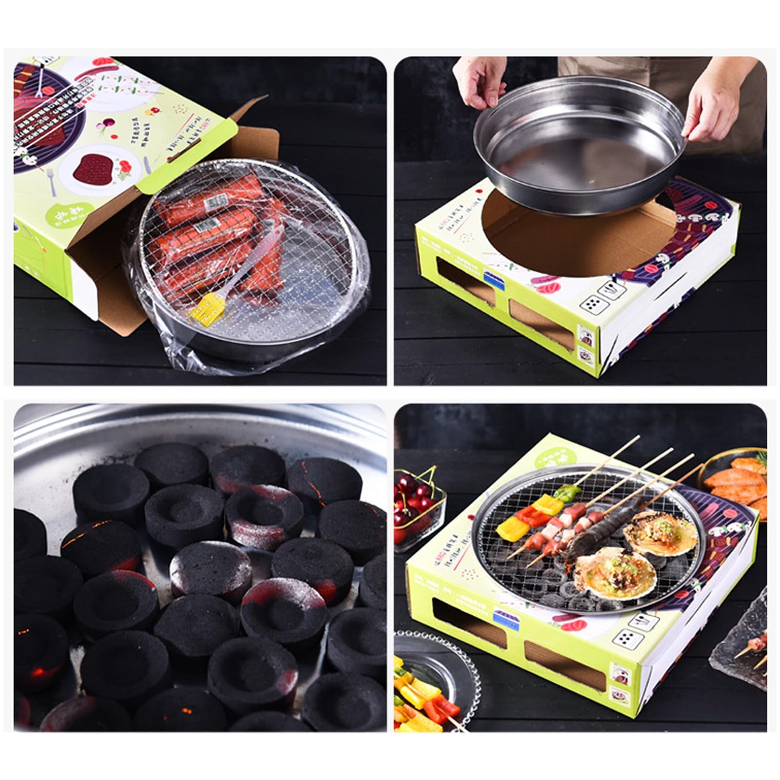 Griglia Carbonella Grill Portatile Monouso OSMA-WERM - Con Carbonella E Accendifuoco, Griglia 30x25cm Griglia Usa E Getta Per Esterni