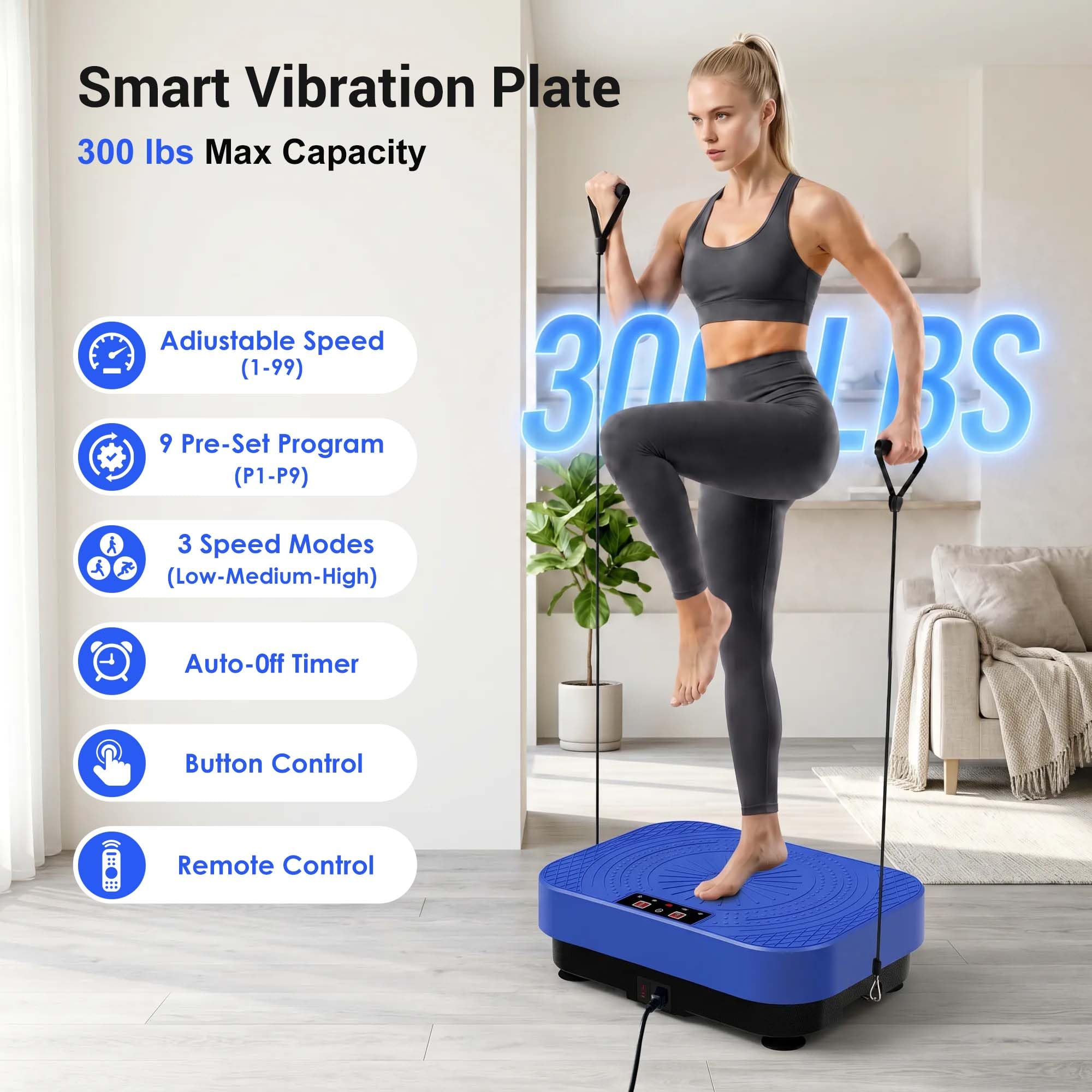 Homesy Máquina de ejercicio de placa vibratoria, placa vibratoria para drenaje linfático, plataforma de agitación de cuerpo completo para fitness en casa y quema de grasa, equipo de gimnasio deportivo