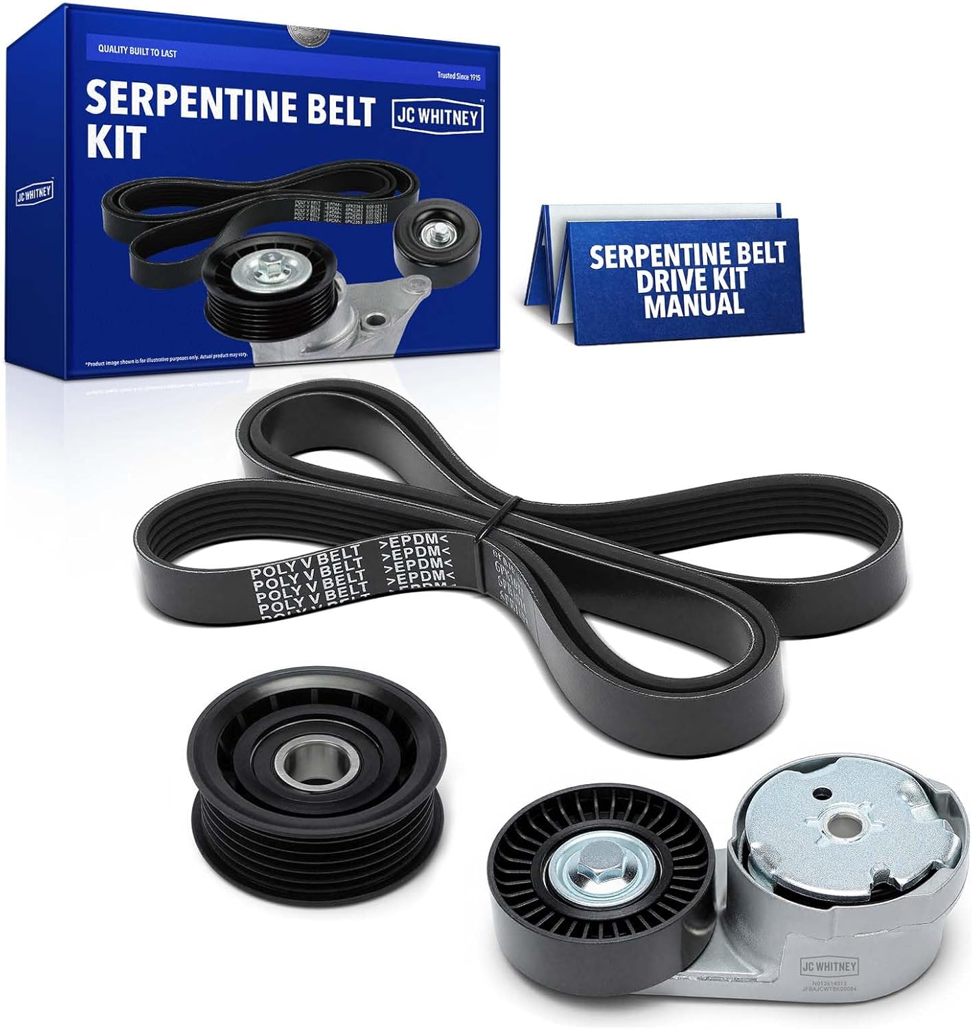 JC Whitney JFBAJCWTBK00084 Engine Serpentine Drive Belt Kit - Compatible with Ram 1500 14-18&20-21, 1500 Classic 19-21, Chrysler 300 14-22, Dodge Charger 14-21, Challenger 15-21 - 3.6L