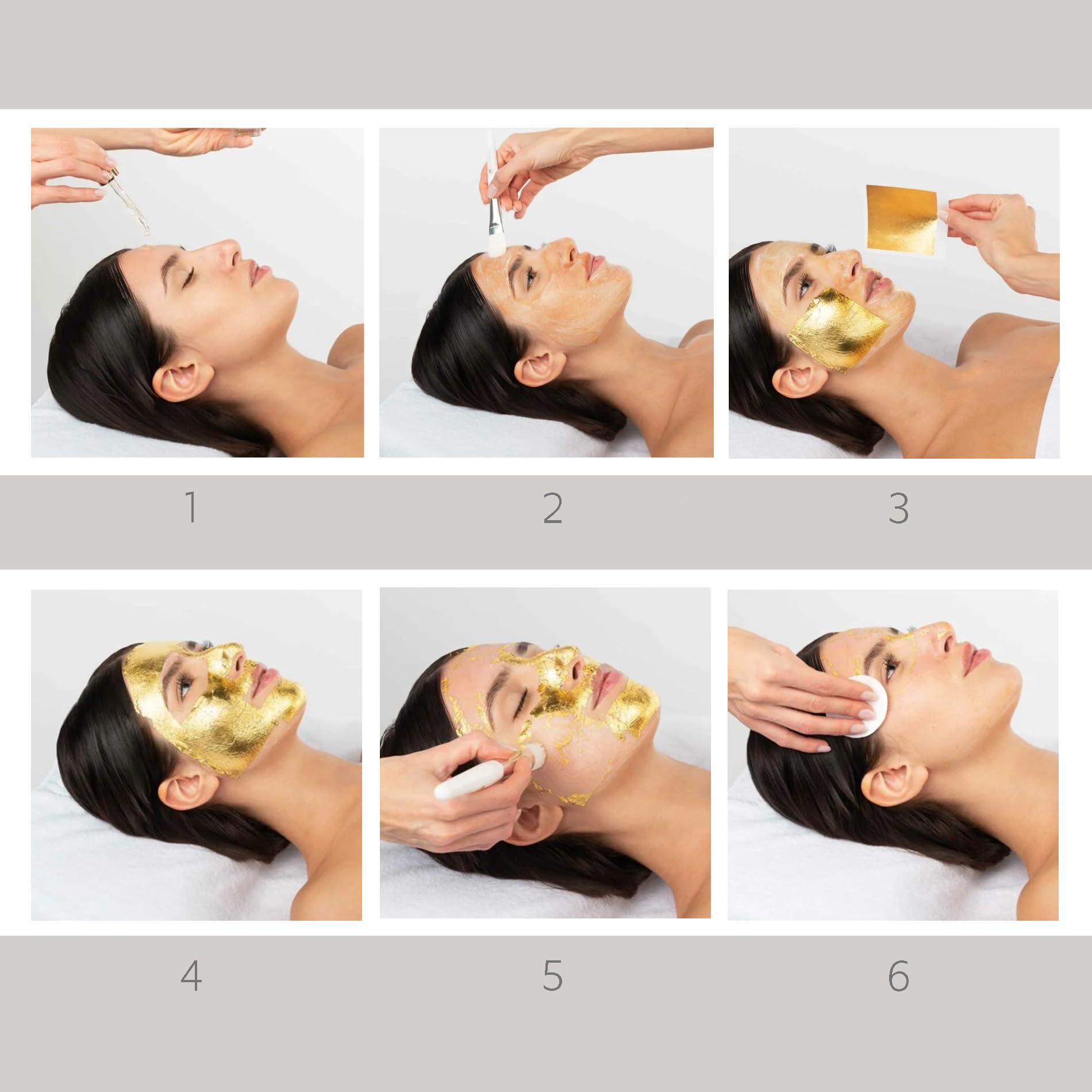 Set Gesichtsmaske aus Gel mit reiner Hyaluronsäure und kolloidalem Gold + Blatt 24 Karat Gold zertifiziert (6 Blatt) - Sofortiger Lifting-Effekt, regeneriert die Gesichtszellen - 100% Anti-Age