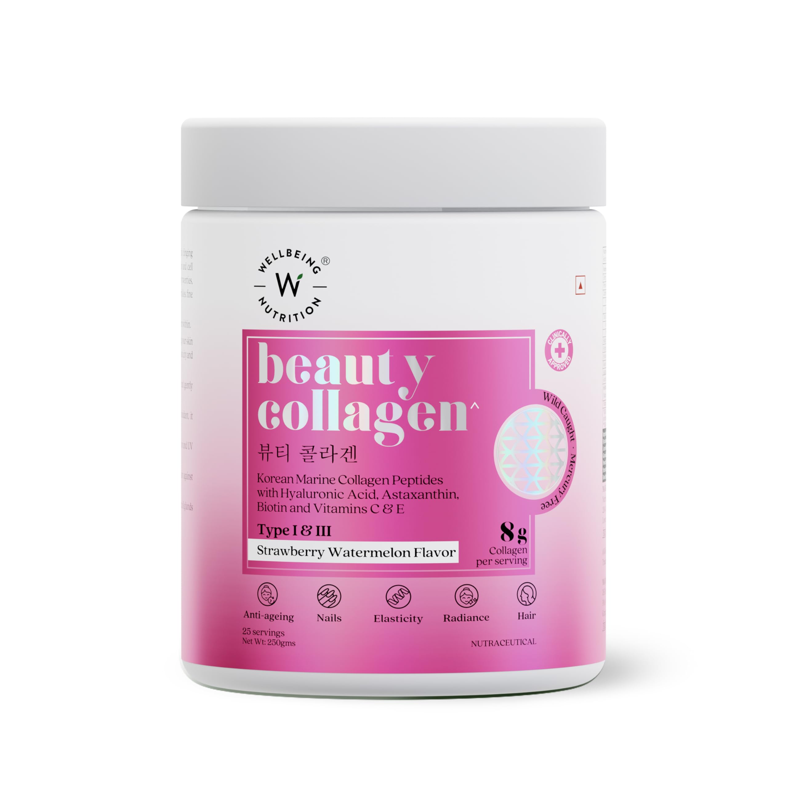 Wellbeing Nutrition Beauty Collagen with Hyaluronic Acid | Collagen Supplements for Women & Men | Collagen Powder with Biotin and Vitamins for Skin Radiance & Anti-Aging | 250g-Strawberry Watermelon (B0CVH68BGD) Amazon Price History, Amazon Price Tracker