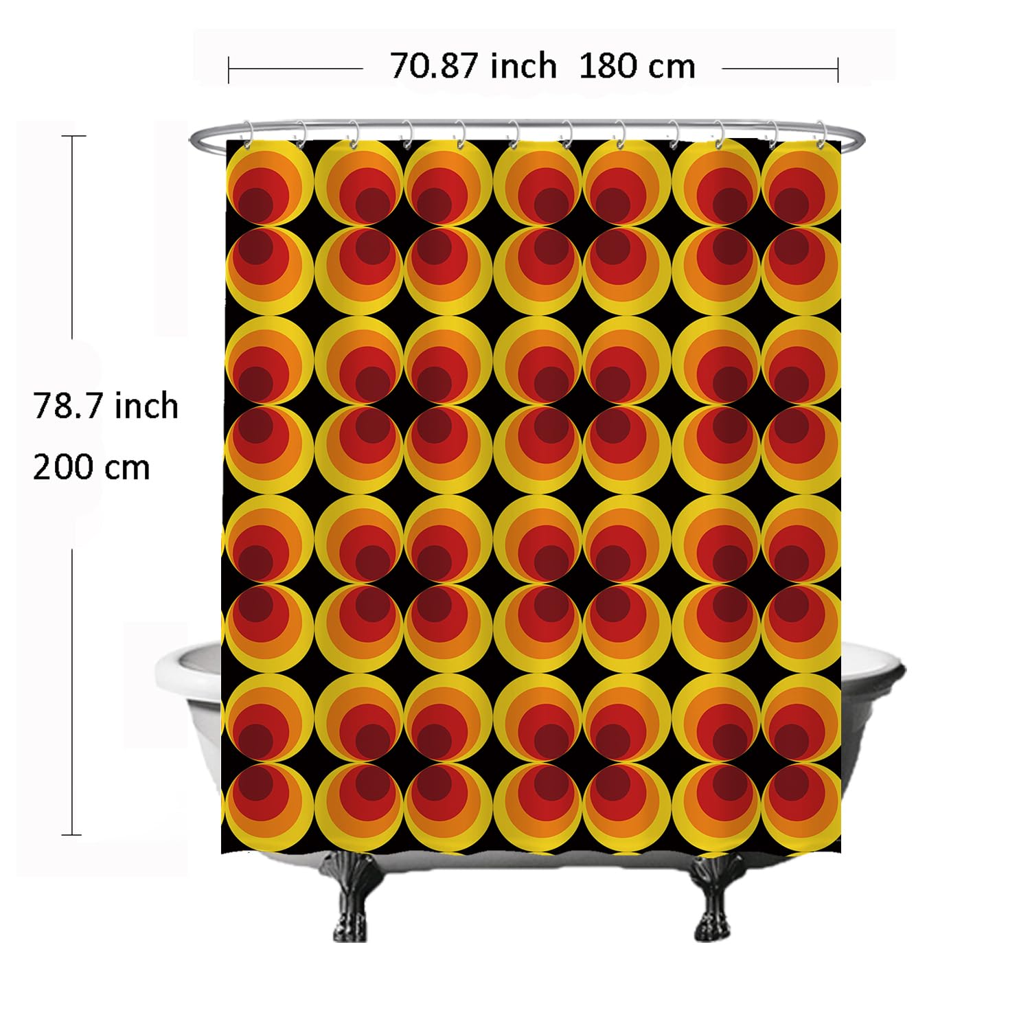 Ulticool, Shower Curtain, Retro Vintage Flowers Antique Flowers, 180 x 200 cm, Bathroom Curtain, Washable, Anti-Mildew - Image 2