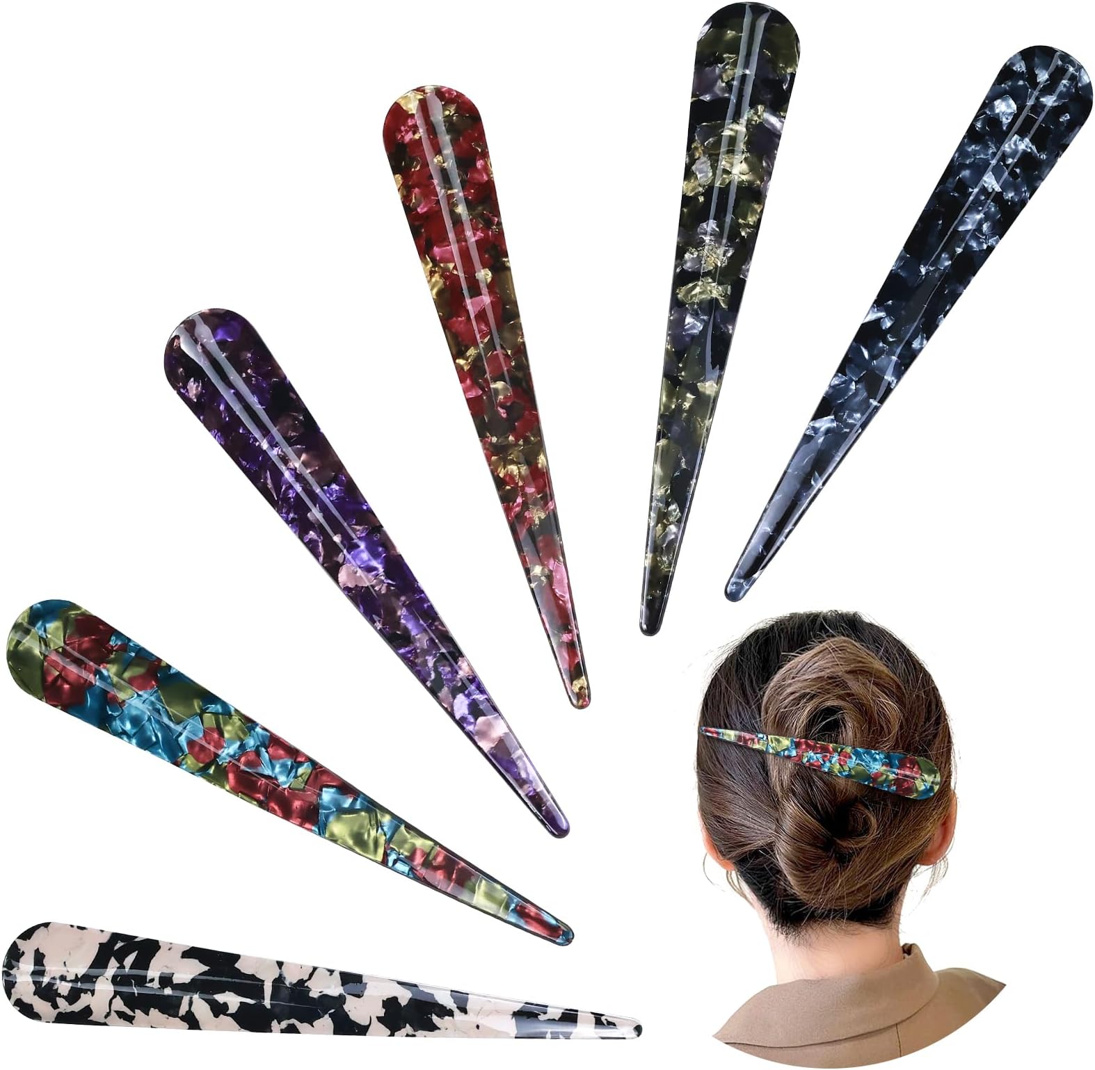 Dizila 6 Pieces Long Big Acrylic Alligator Hair Clips (6PCS S1)