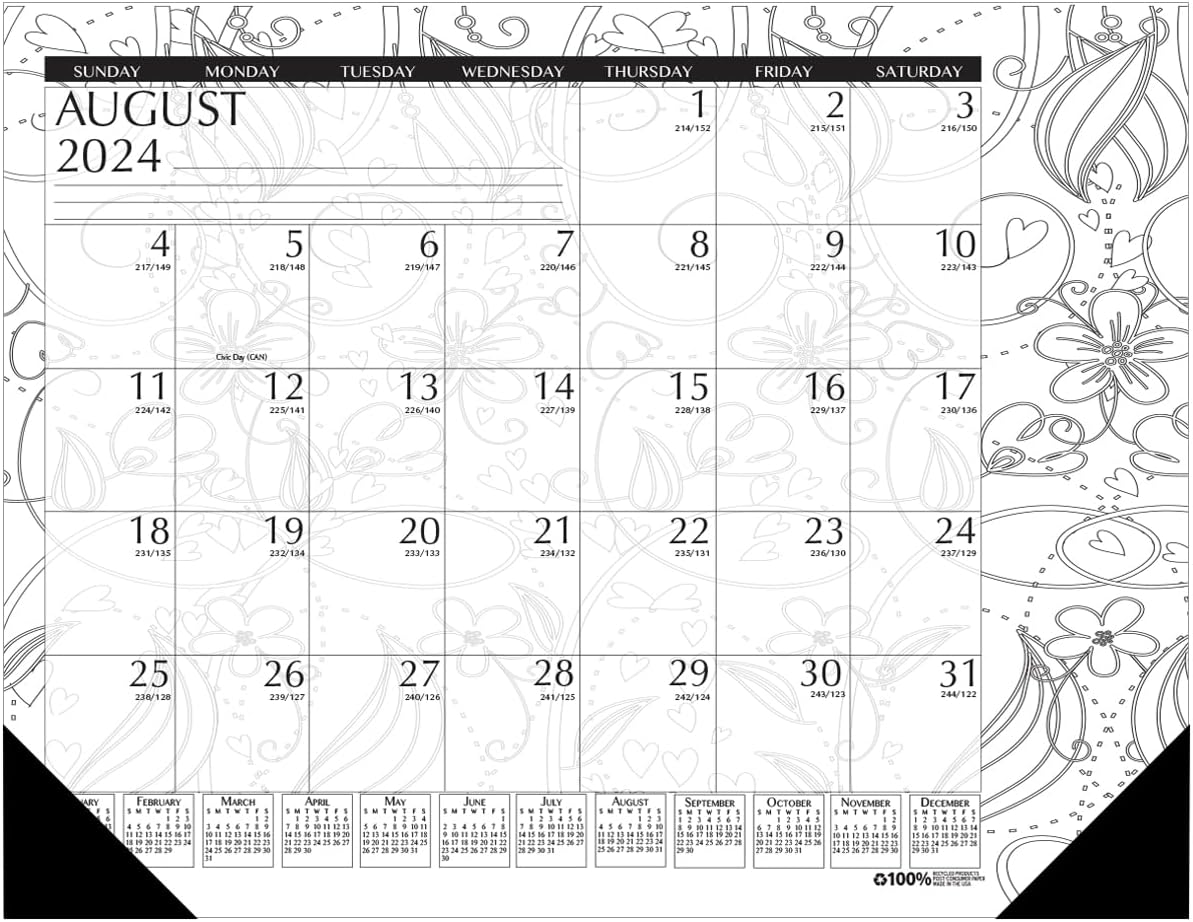 House of Doolittle 20242025 Monthly Desk Pad Calendar Coloring Desk Calendar 2025