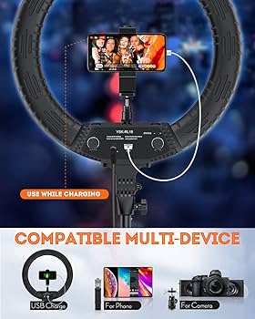 Amazon | Yesker 18インチ リングライト 三脚スタンド付き LED