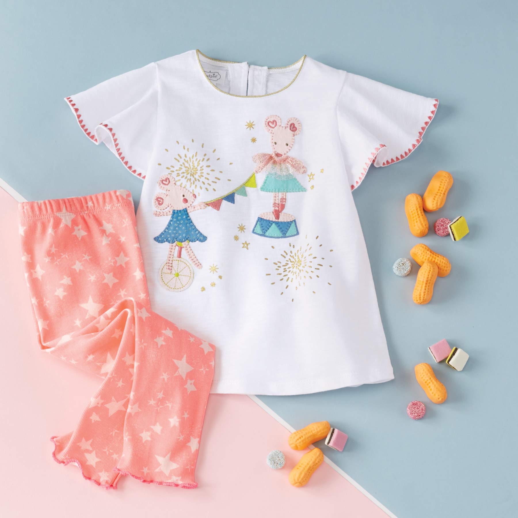 Mud Pie Baby Girls' Circus Mice Tunic and Legging, Pink, 18 Months
