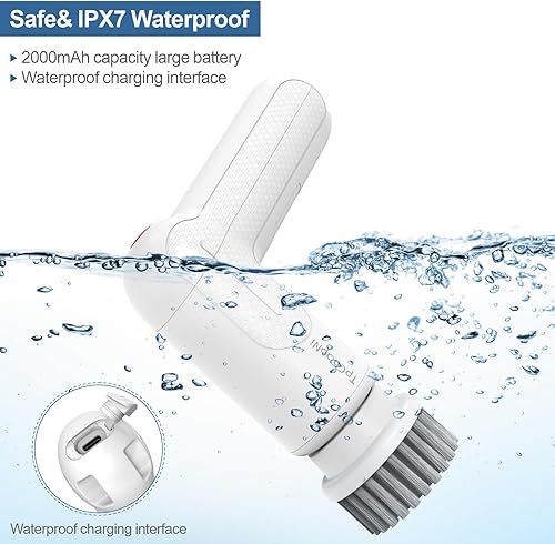 Miniatura 5 de Cepillo de limpieza eléctrico, limpiador eléctrico para cepillo de limpieza, limpiador eléctrico giratorio inalámbrico para bañera y azulejos con 7