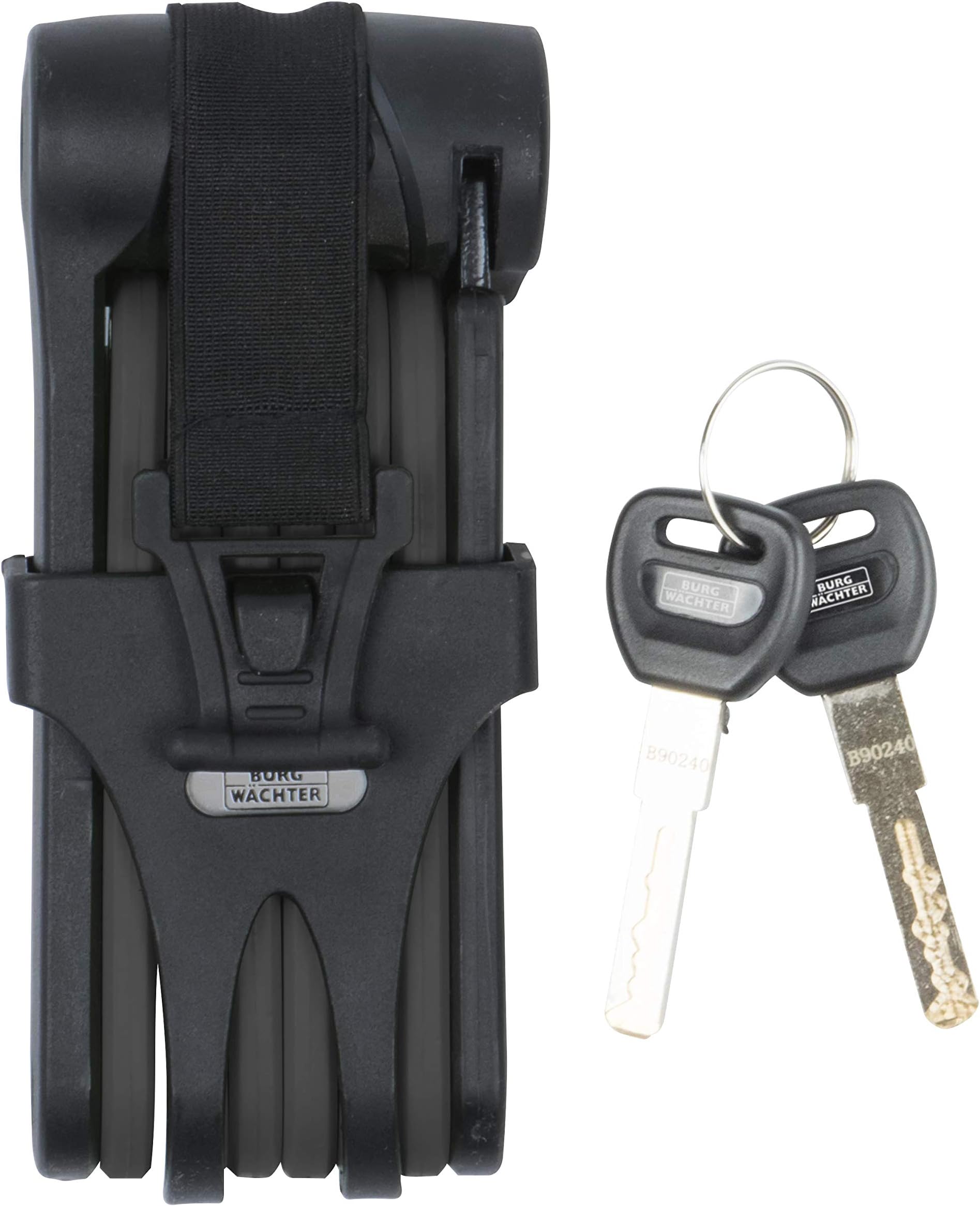 Burg Wachter 388600 80cm Hardened Steel Lightweight Folding Bike Lock-80cm-Black, Black, 67 x 151 x 34mm
