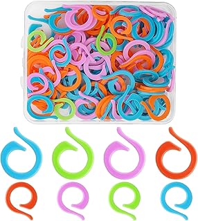 Grevosea 200pcs Knitting Stitch Rings, Colorful Knitting Stitch Markers Plastic Crochet Stitch Markers with Storage Box 100 Large +100 Small Stitch Marker Ring for Sewing Knitting Handmade Crafts