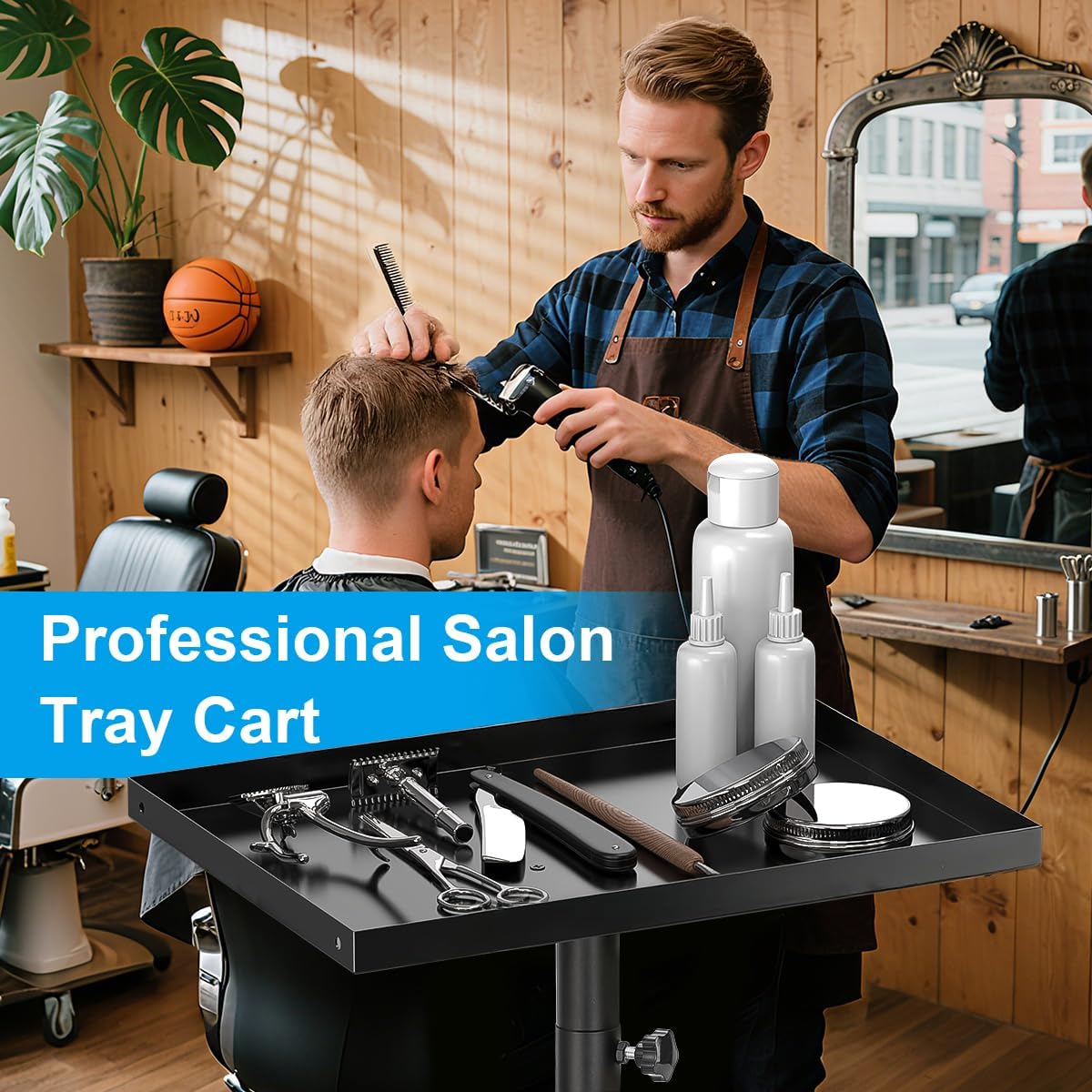 Salon Tray Cart Premium Metal Tattoo Tray Rolling Trolley Adjustable Height Storage Utility Cart for Clinic Spa Rolling Tray