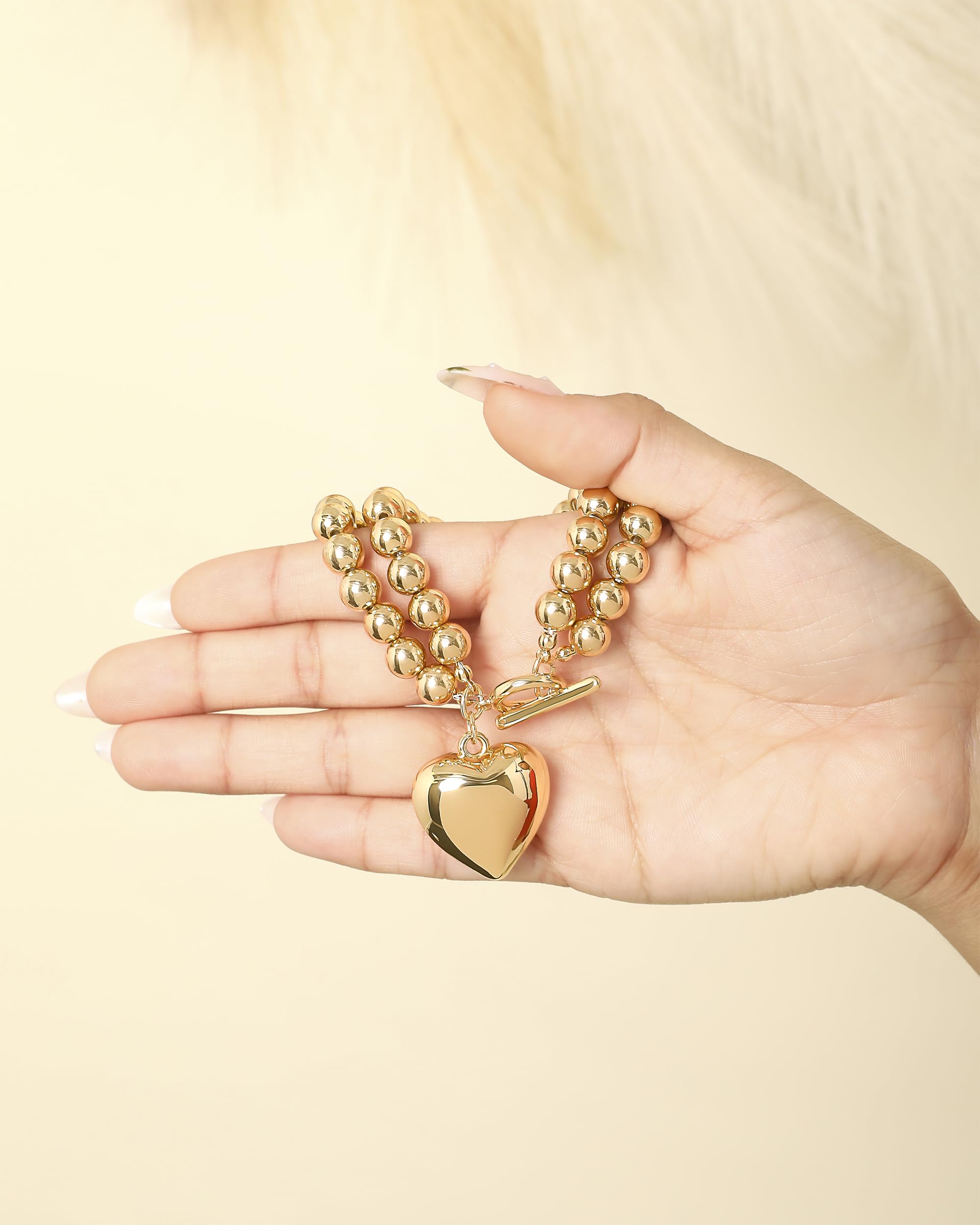Jessica Simpson Womens Heart Charm Bracelet - 7.5" Gold-Tone Charm Bracelet Jewelry