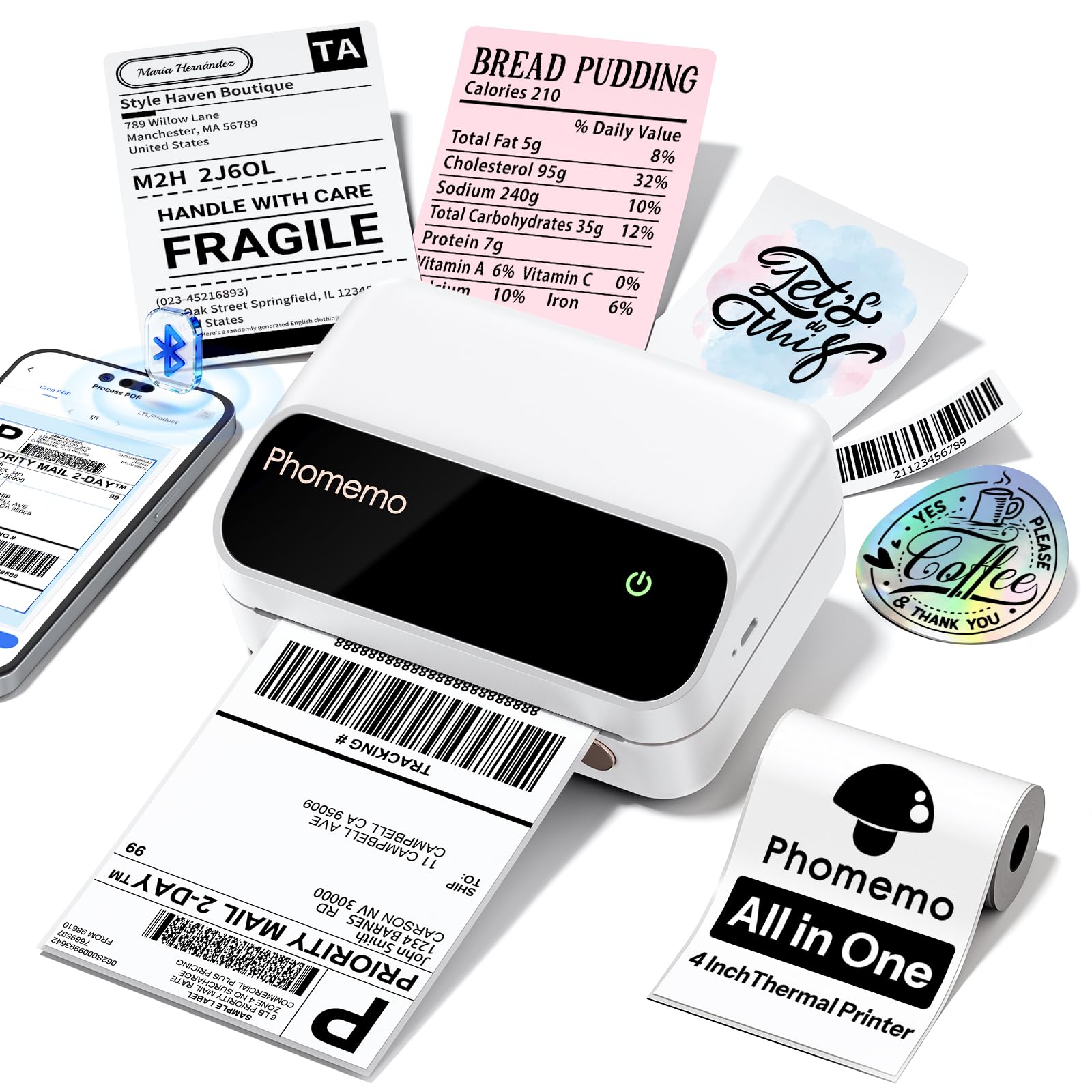 Amazon.com : Phomemo Thermal Label Printer, Bluetooth 4x6 Shipping