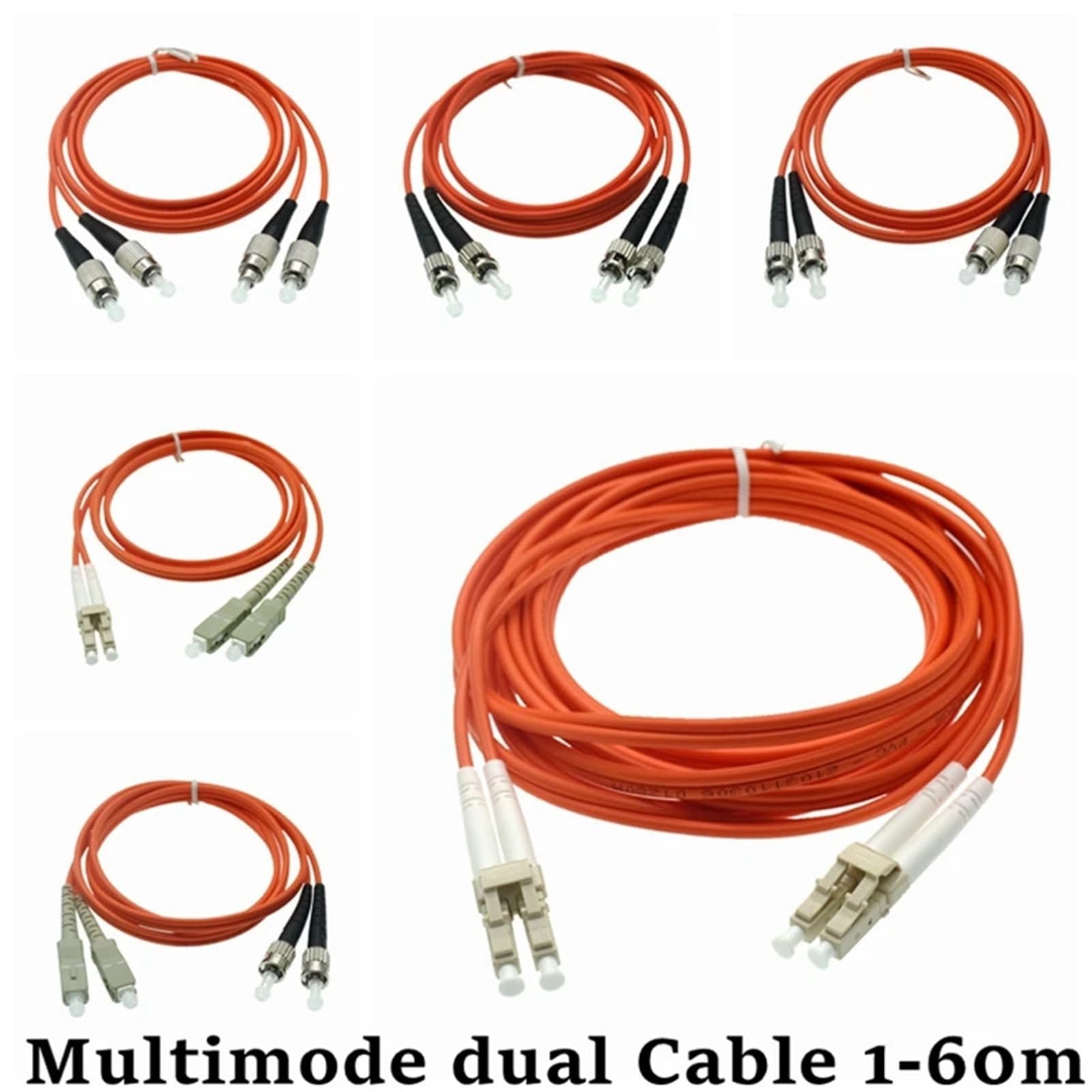 Cavo jumper in fibra ottica dual core multimodale Gigabit di grado portante Cavo multimodale doppio da LC a SC a FC a doppio cavo ST(Double FC-ST,40m)