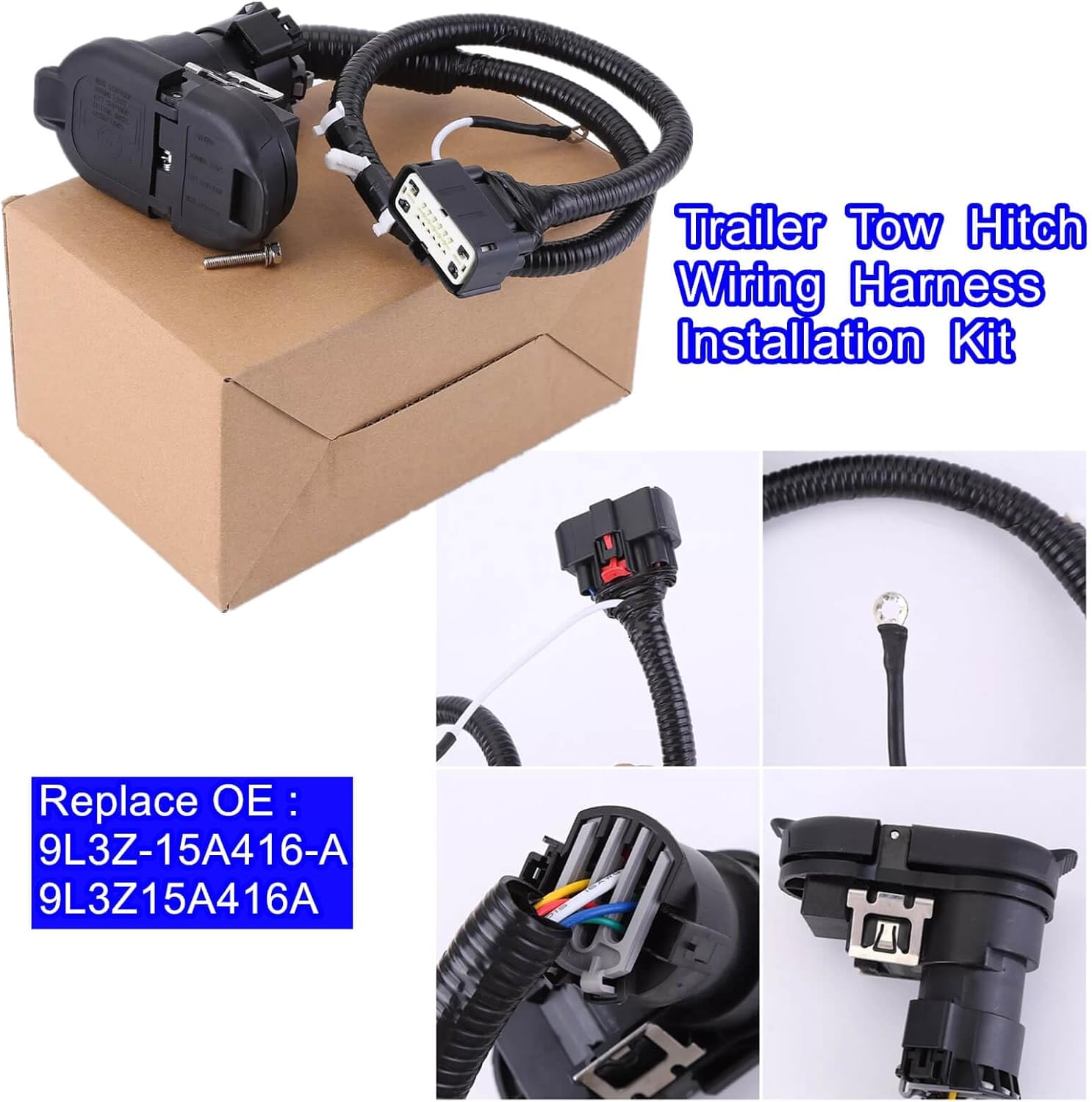 Trailer Tow Hitch Wiring Harness Installation Kit, Fits for Ford F-150 King Ranch Lariat 2009-2014 Models, Compatible with 9L3Z-15A416-A 9L3Z15A416A