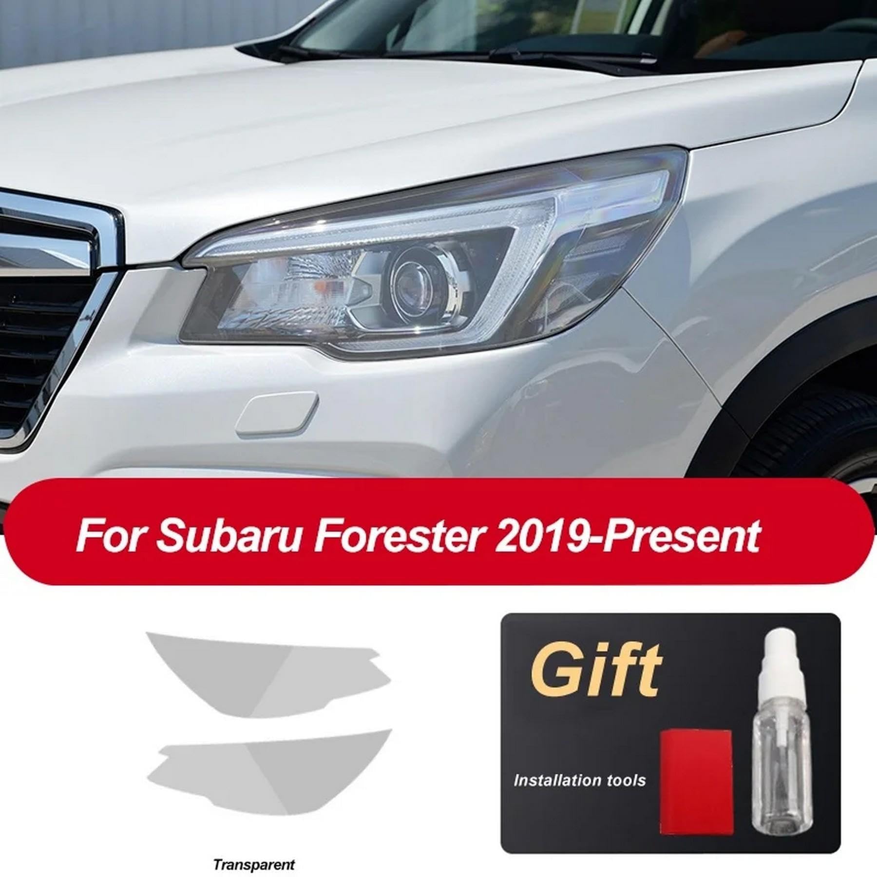 ChrOx Akcesoria do folii ochronnej reflektorów samochodowych Renowacja reflektorów Przezroczysta czarna naklejka TPU, do Subaru Forester 2019-obecnie