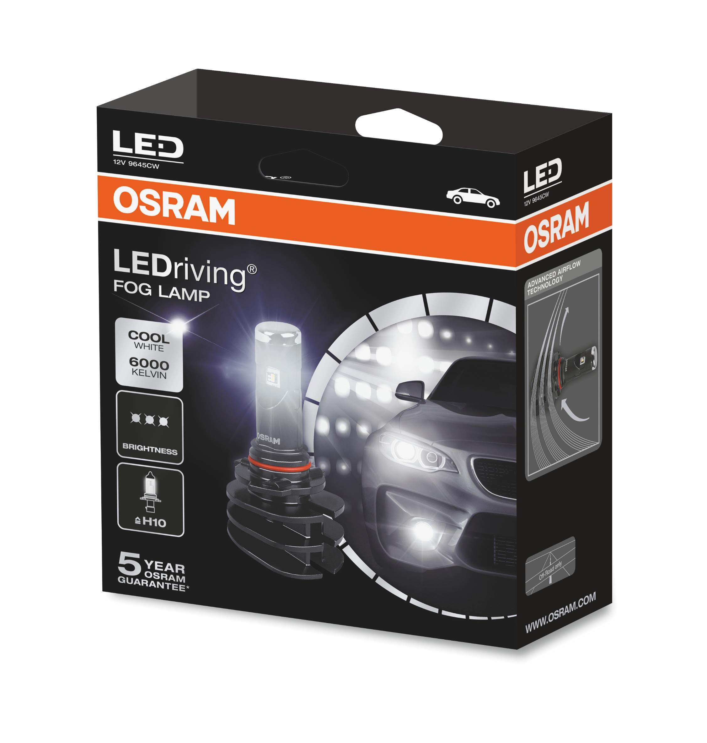 OSRAM LEDriving Fog Lamp H10, luz antiniebla con LED, 9645CW, 12 V, estuche (2 unidades)
