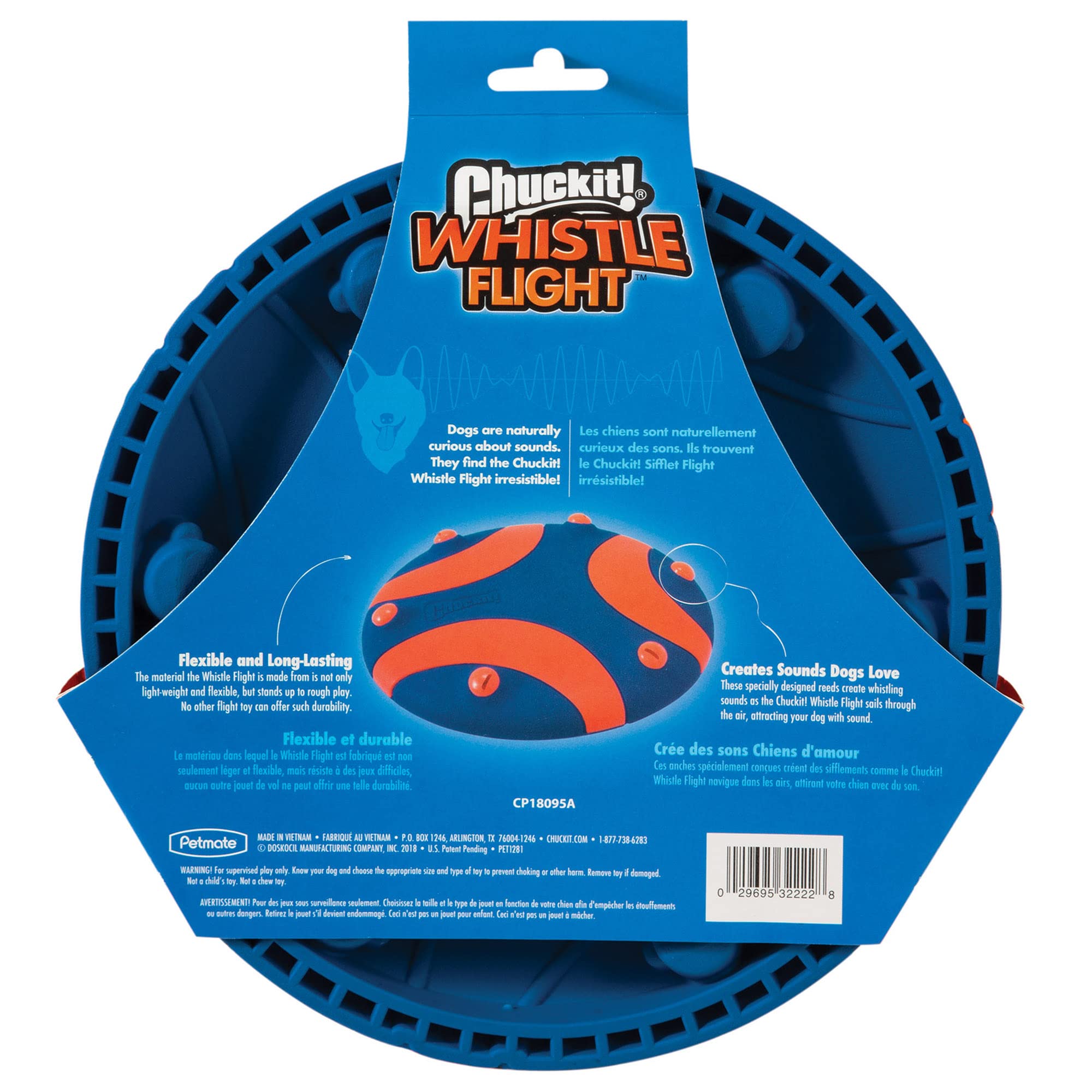 Chuckit! – Whistle Flight – Chase Frisbee per Cani - Gioco Ideale per Giochi all'Aperto - Fischietta Mentre Vola - Robusta Gomma - Costruisce Complicità - Taglia Unica