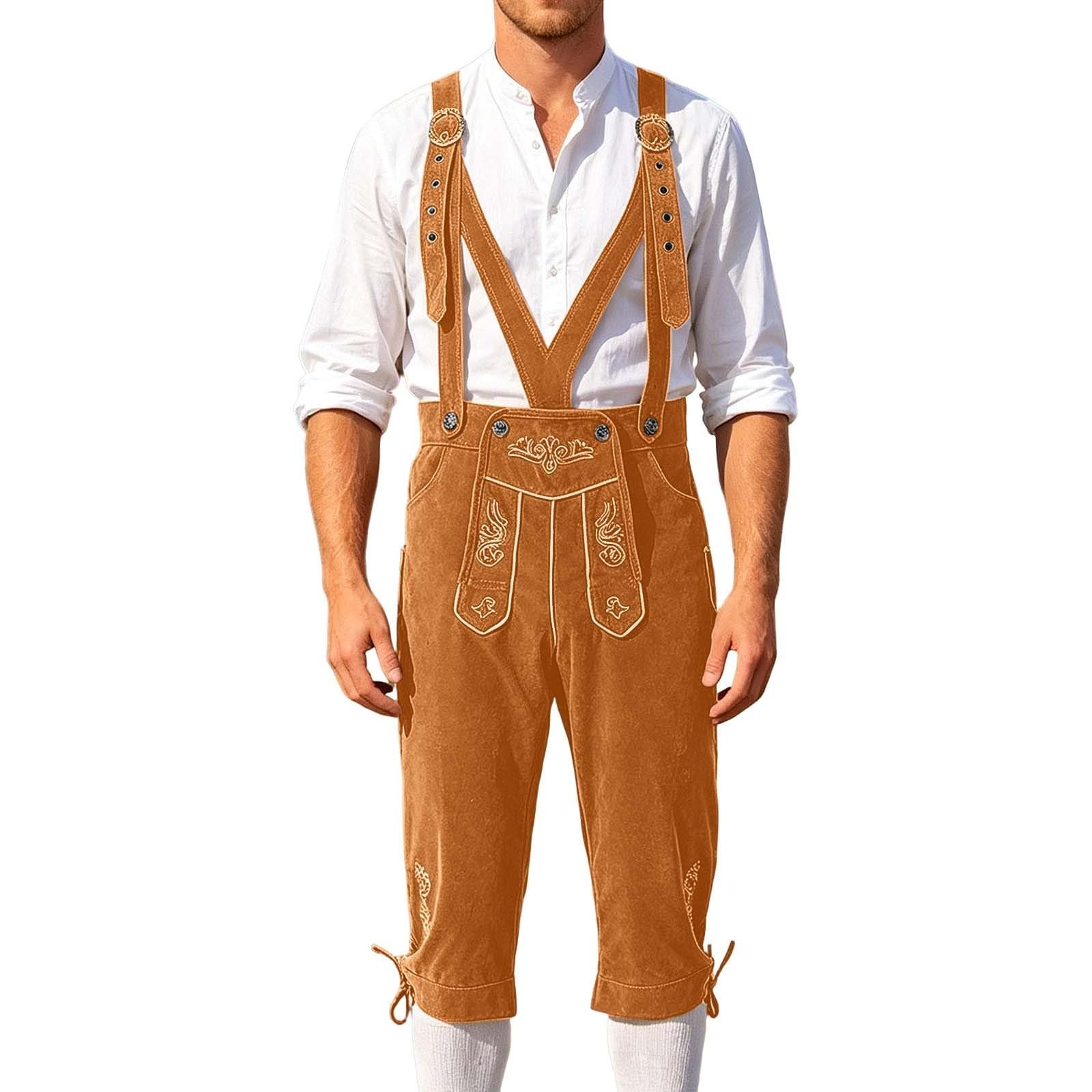 Generisch Lederhose Herren Oktoberfest Herren Outfit Freizeithose Vintage Trachtenhose Kurz Elegante Kniebund Hose Bayerische Tracht Männer Ergonomische Passform Sitzt Fest Ohne Zu Drücken