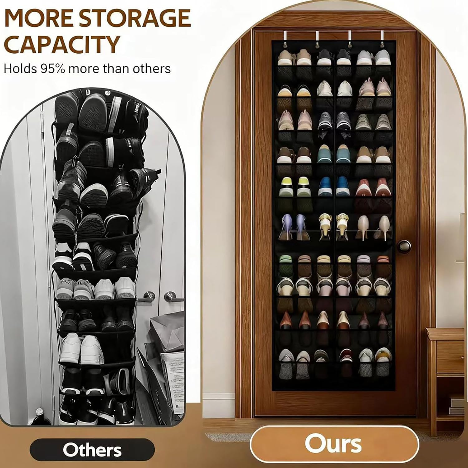 20 Pocket Door Hanging Shoe Rack Organizer, Clear Hanging Shoe Storage for Closet, Easy Installation Storage Hack for Home