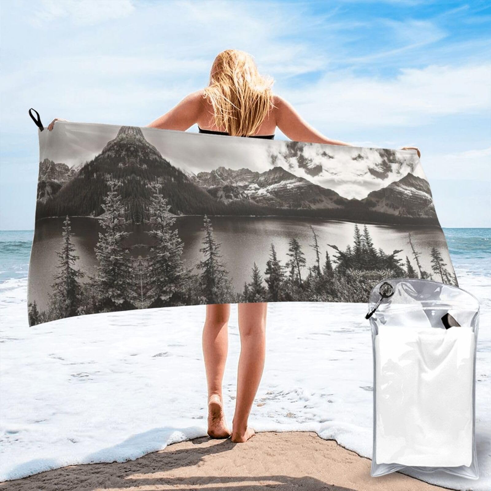 FHIZOAL Landscape Quick Dry Towel Microfibre Towel Super Absorbent Ultra Compact Gym Sports Beach Camping Travel