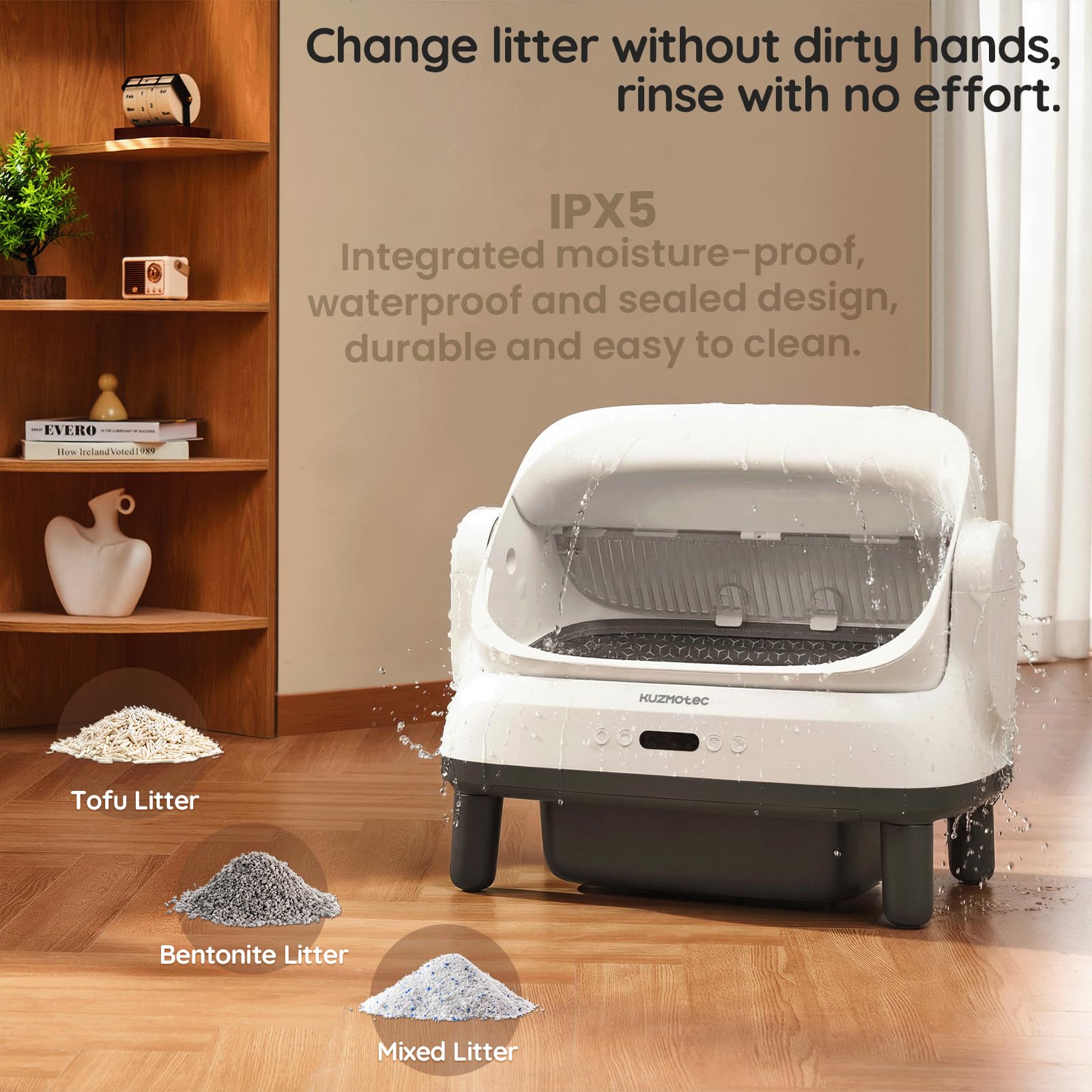 Litière Auto-Nettoyante 120L XXXL, Bac à Litière Automatique avec Application & Élimination des Odeurs, Litière Électrique pour Chat avec Protection 8-en-1, Idéal pour Grands Chats & Foyers Multi-Chat