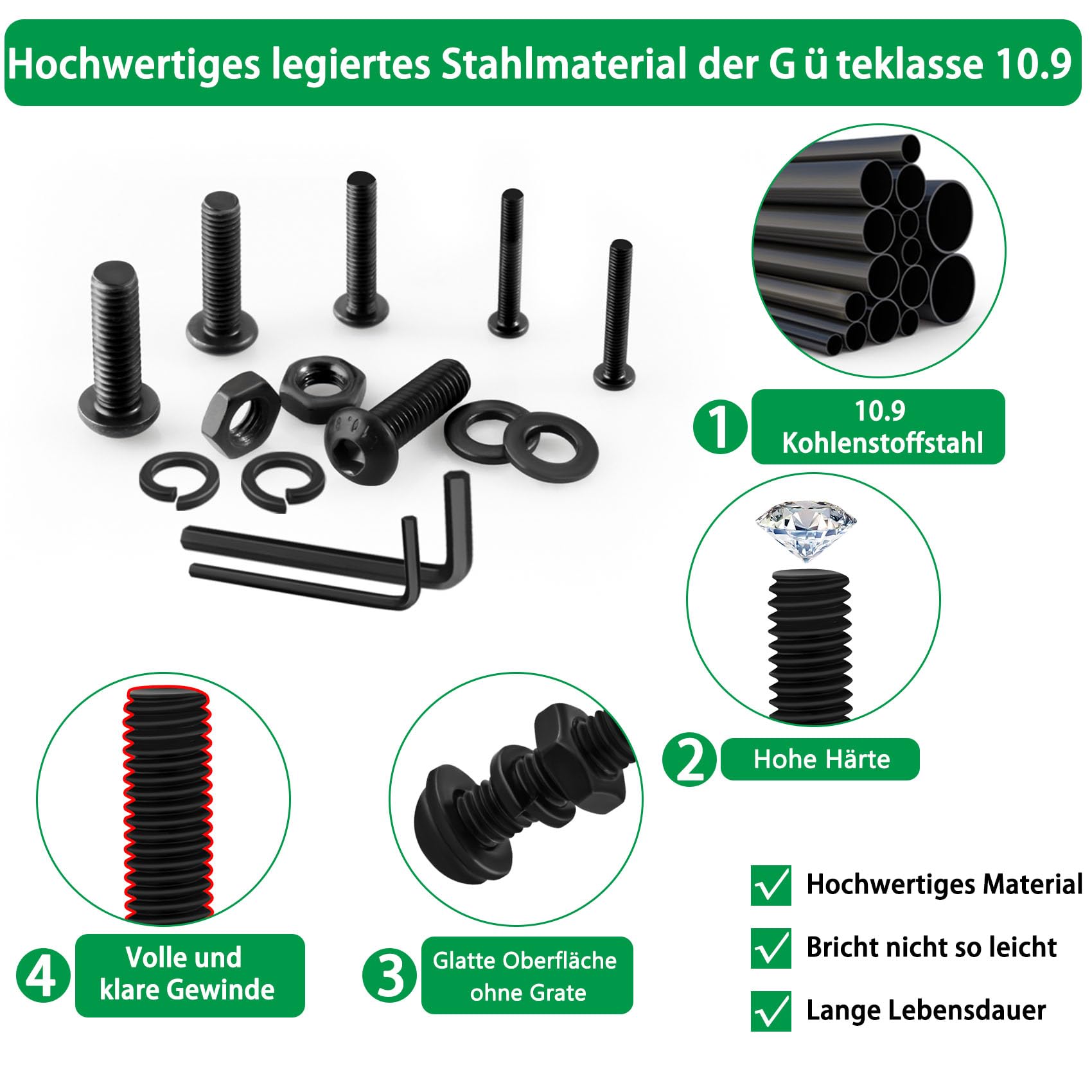 Juego de 1500 tornillos y tuercas, tornillos cilíndricos con hexágono interior, tornillos de rosca con tuercas, tornillos hexagonales, tornillos de máquina (M2/M3/M4/M5)
