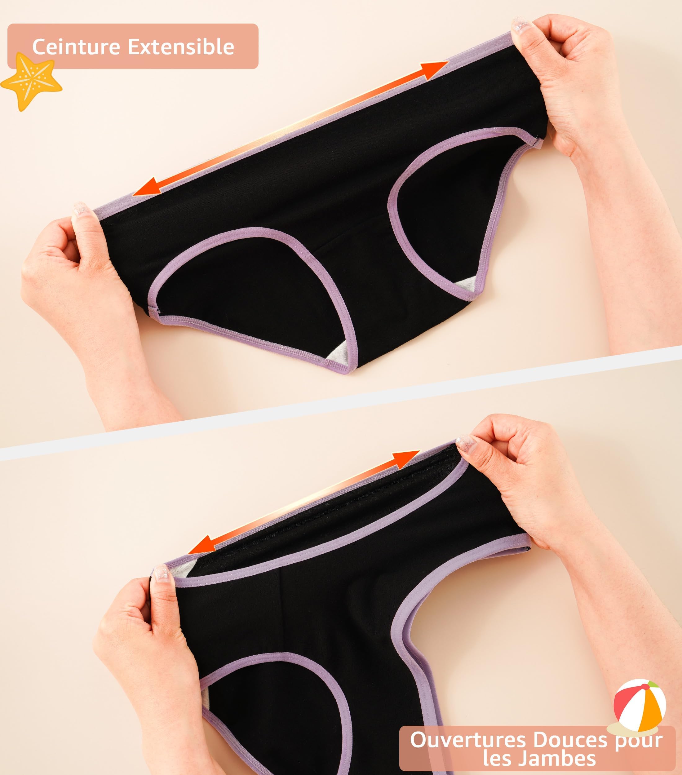 INNERSY Culotte pour Adolescente Fille en Coton Doux sous-vêtements Ado 10 à 16 Ans Lot de 6