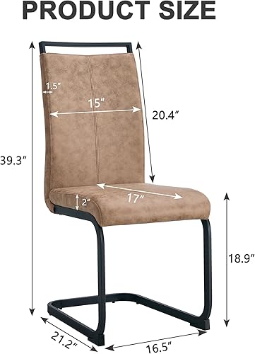 Miniatura 105 de AZmac Juego de 4 sillas de comedor modernas de cuero, sillas de cocina sin brazos, sillas de comedor con asiento acolchado tapizado y patas cromadas