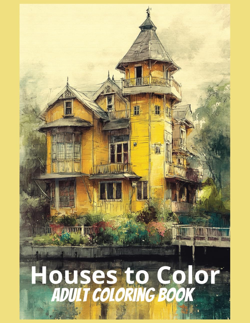 Houses To Color Adult Coloring Book: 50 Intricate Grayscale Images Architecture, Landscape, Adult Relaxation and Stress Relief