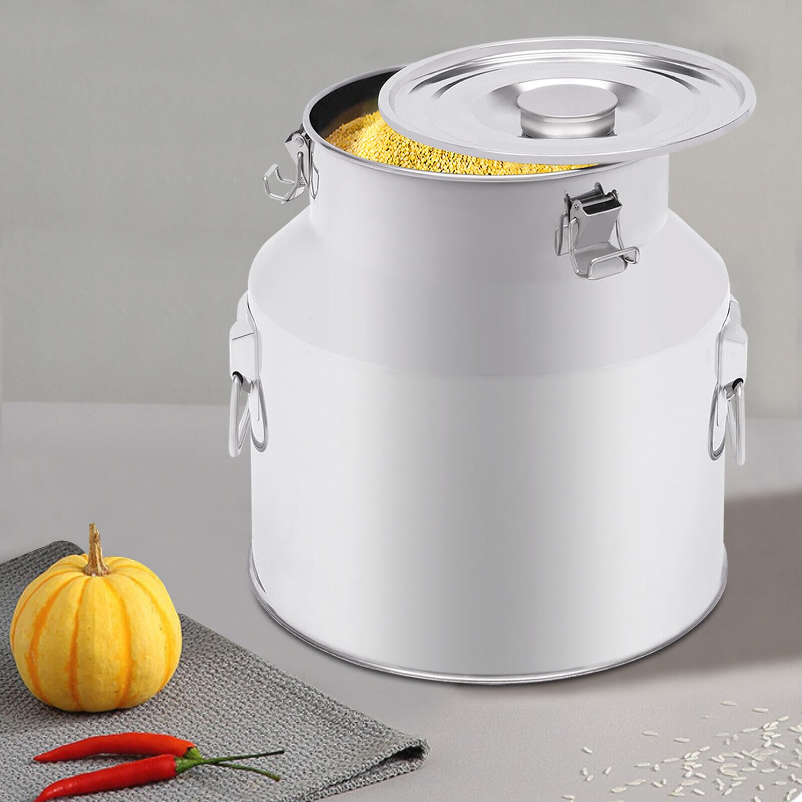 14/18/22/28L Milchkanne Edelstahl Milchkrug Milch Transportkanne Milchbehälter,Für Die Lagerung Von Wasser, Milch, Wein, Käse, Sahne, Mehl, Öl, Ghee Und Trockene Lebensmittel (22L)
