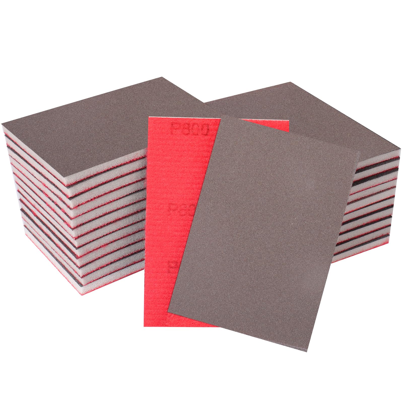 STEBRUAM 24 Spugne abrasive, Grana 800 (70x100mm) - Carta Abrasiva in spugna per uso umido/asciutto