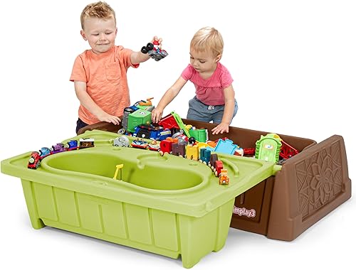 Miniatura 10 de Simplay3 Sand and Water - Banco para niños, mesa de arena y agua 2 en 1 con banco de almacenamiento al aire libre, gris y verde azulado