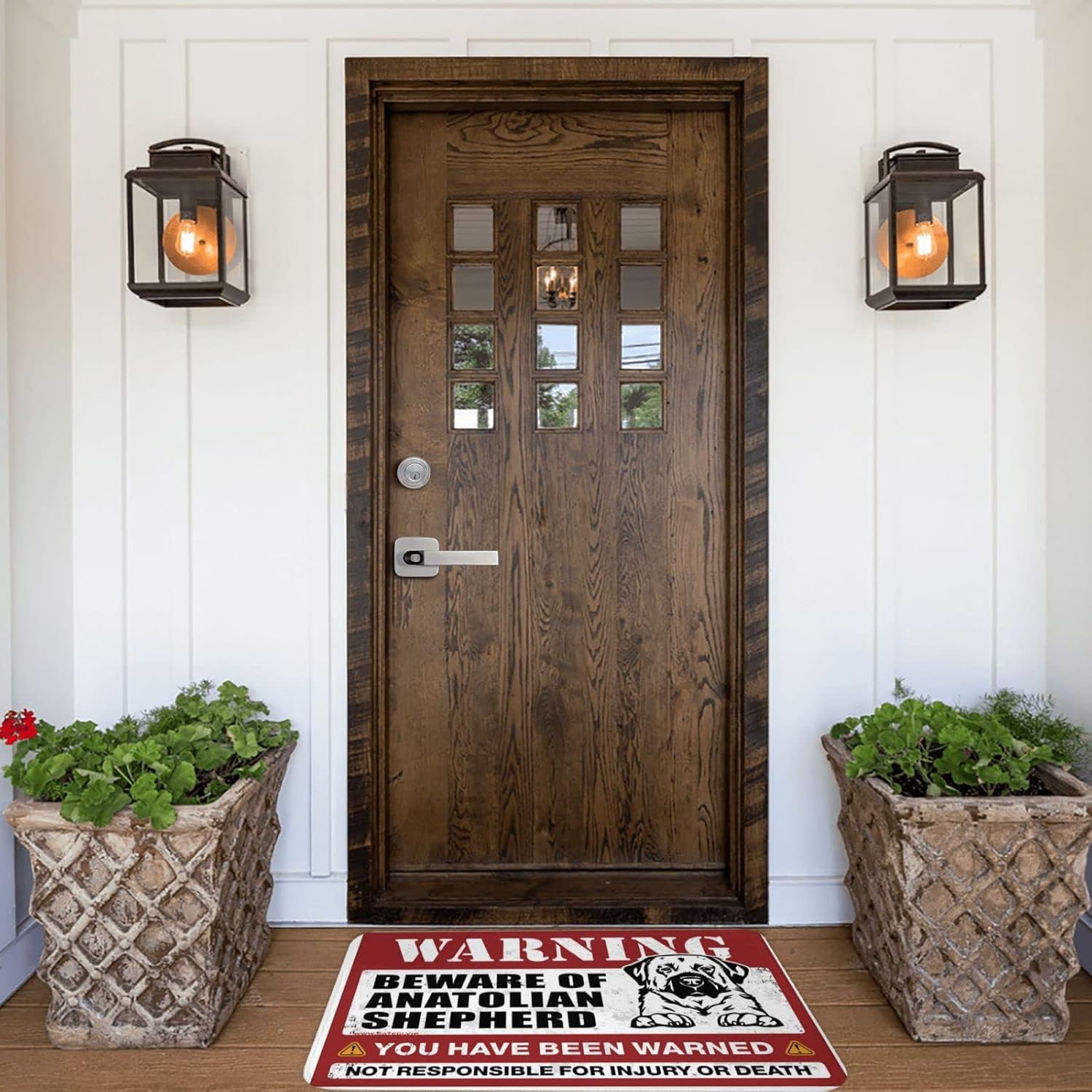 Outdoor Door Mats for Outside Entry Beware of Anatolian Shepherd Doormat Small Outdoor Mat Welcome-Ish Front Door Sign(65X90CM)