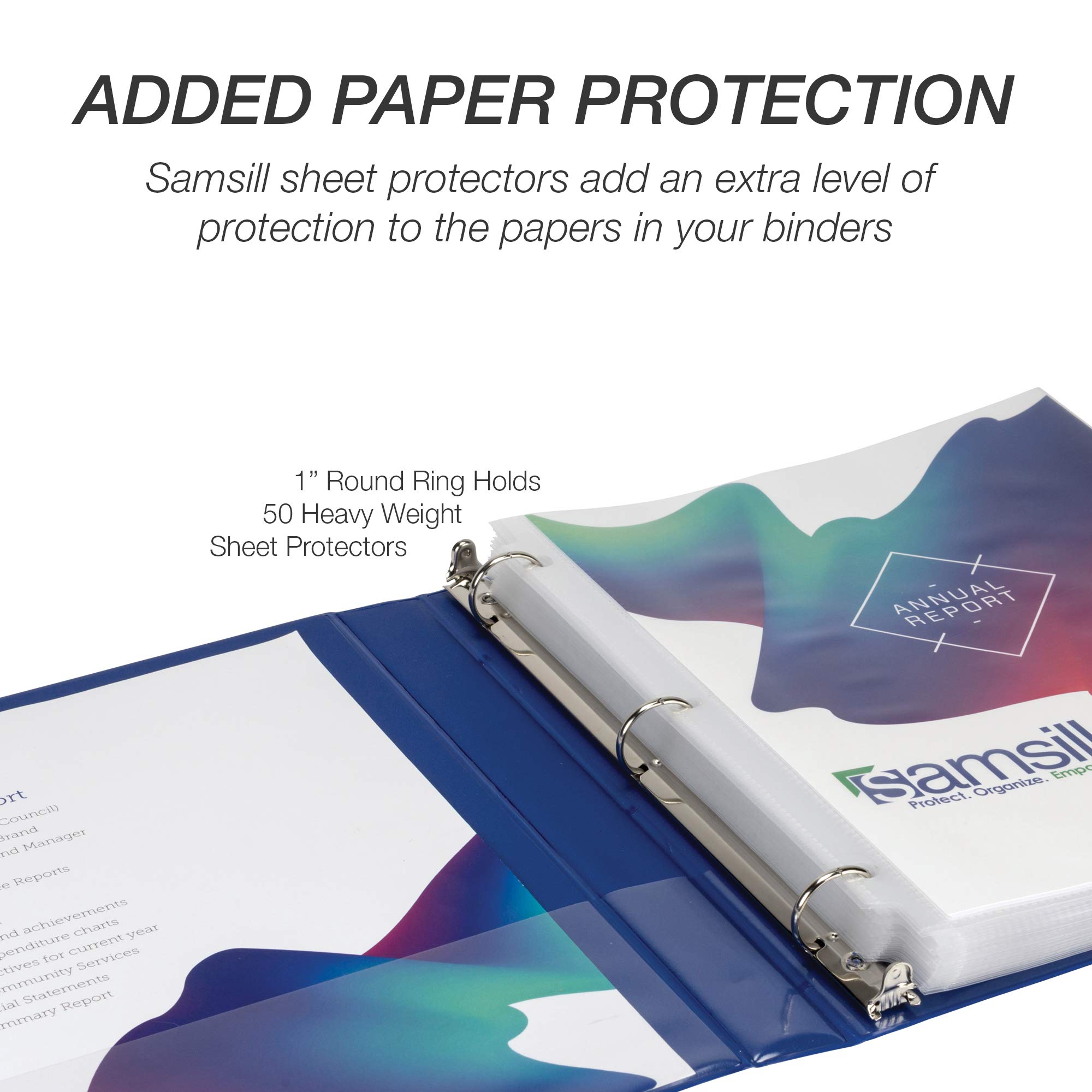 Samsill Durable 1 Inch Binder, Made in The USA, Round Ring Customizable Clear View Binder, Blue, 8 Pack (MP88432)