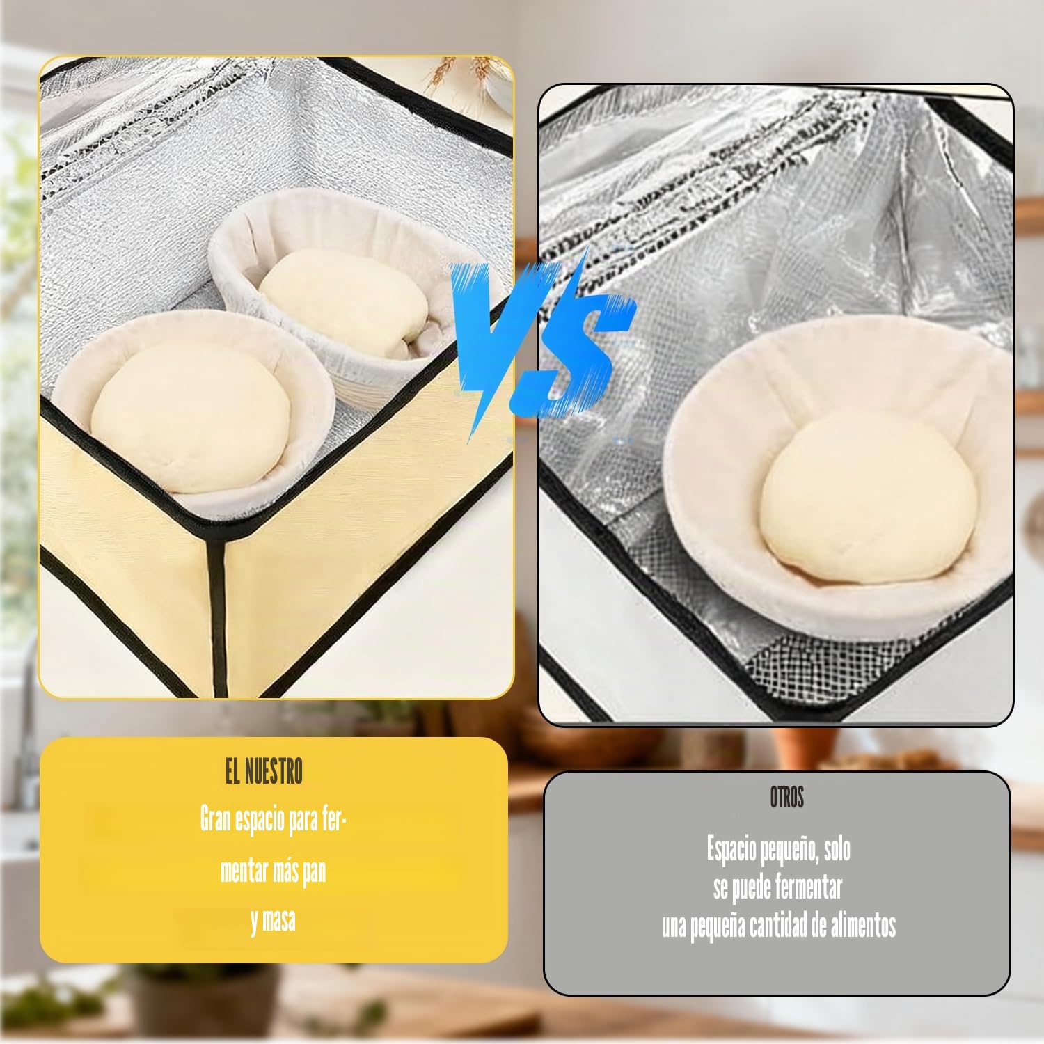 Caja de Fermentación para Masa, Versátil Plegable Fermentadora de Masa con Calefacción, Sensor de Temperatura NTC, Pantalla Digital, Temporizador de 0 a 12 Horas, para Levadura, Pan, Pizza, Yogur