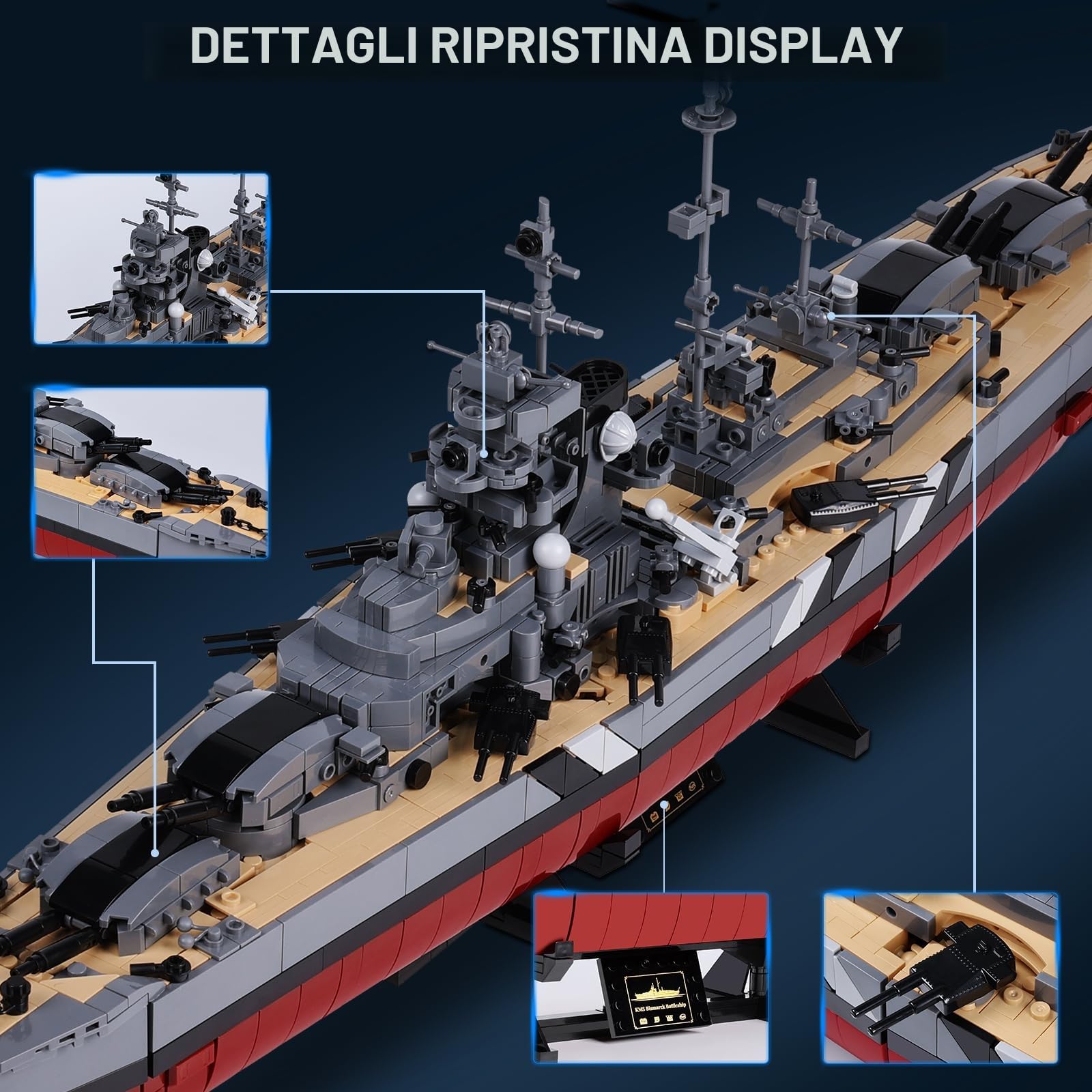JMBricklayer Bismarck Navale 60015 Modello da Costruzione, 2537 Pezzi Nave WWII per Adulti, Modello MOC da Esposizione, Regalo per Appassionati 14+
