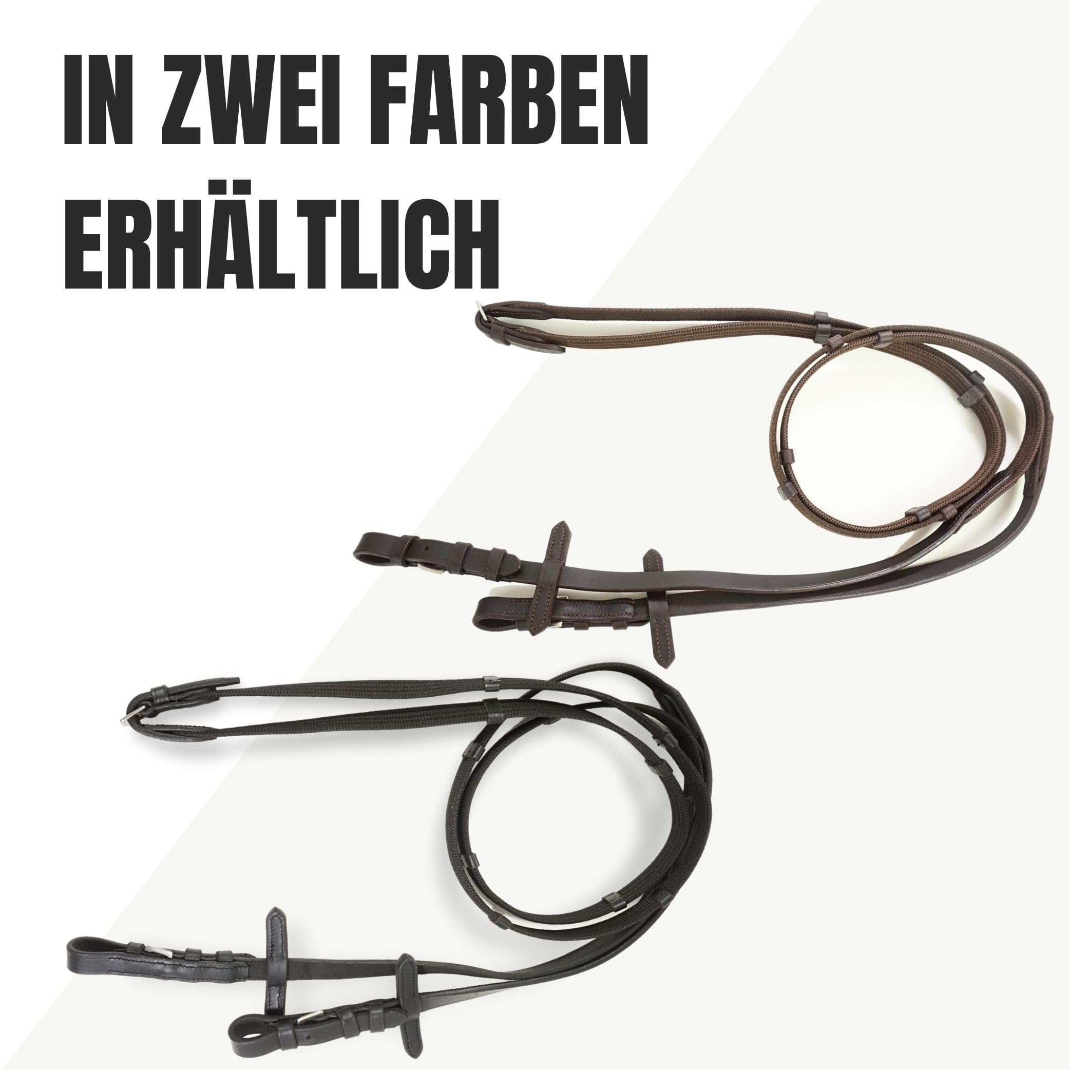 Pferdelinis Trensen Riendas para caballos, duraderas correas en negro o marrón, ancho 18 mm, longitud 2,9 m (marrón)
