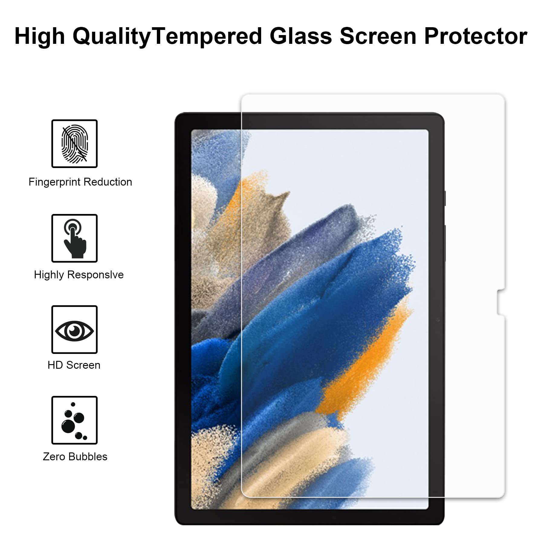 Gylint 2-Packs Galaxy Tab A8 10.5 (2021) Screen Protector Glass - HD Clear Anti-Scratch No Bubble 9H Hardness Tempered Glass Screen Protector for Galaxy Tab A8 SM-X205 / SM-X200