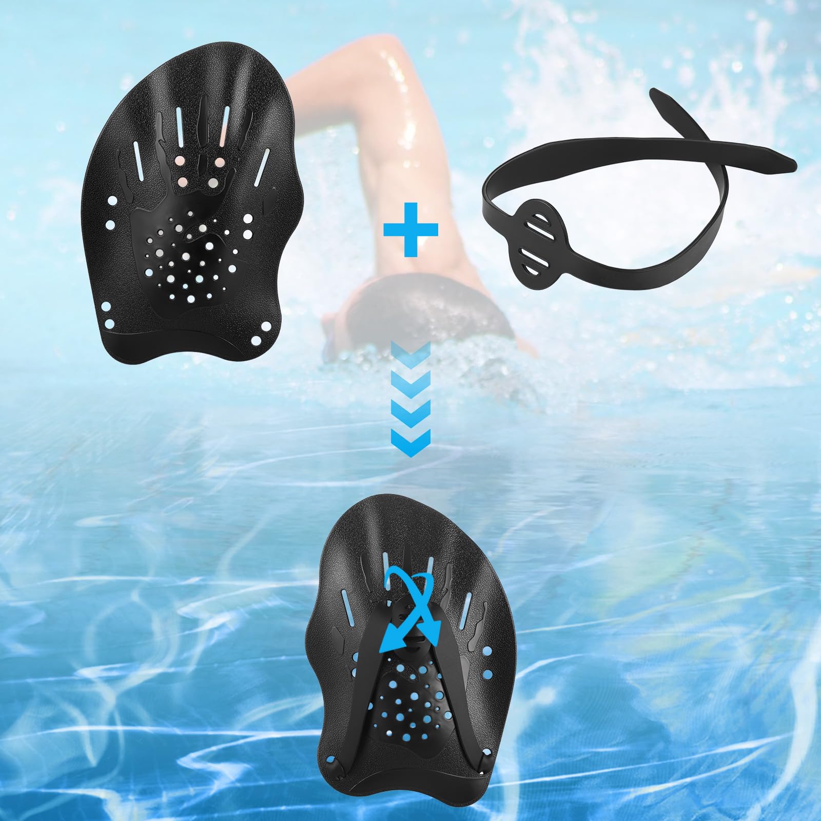 Zocipro Palas de Natación Ajustables, Entrenamiento de Fuerza, Adultos Niños