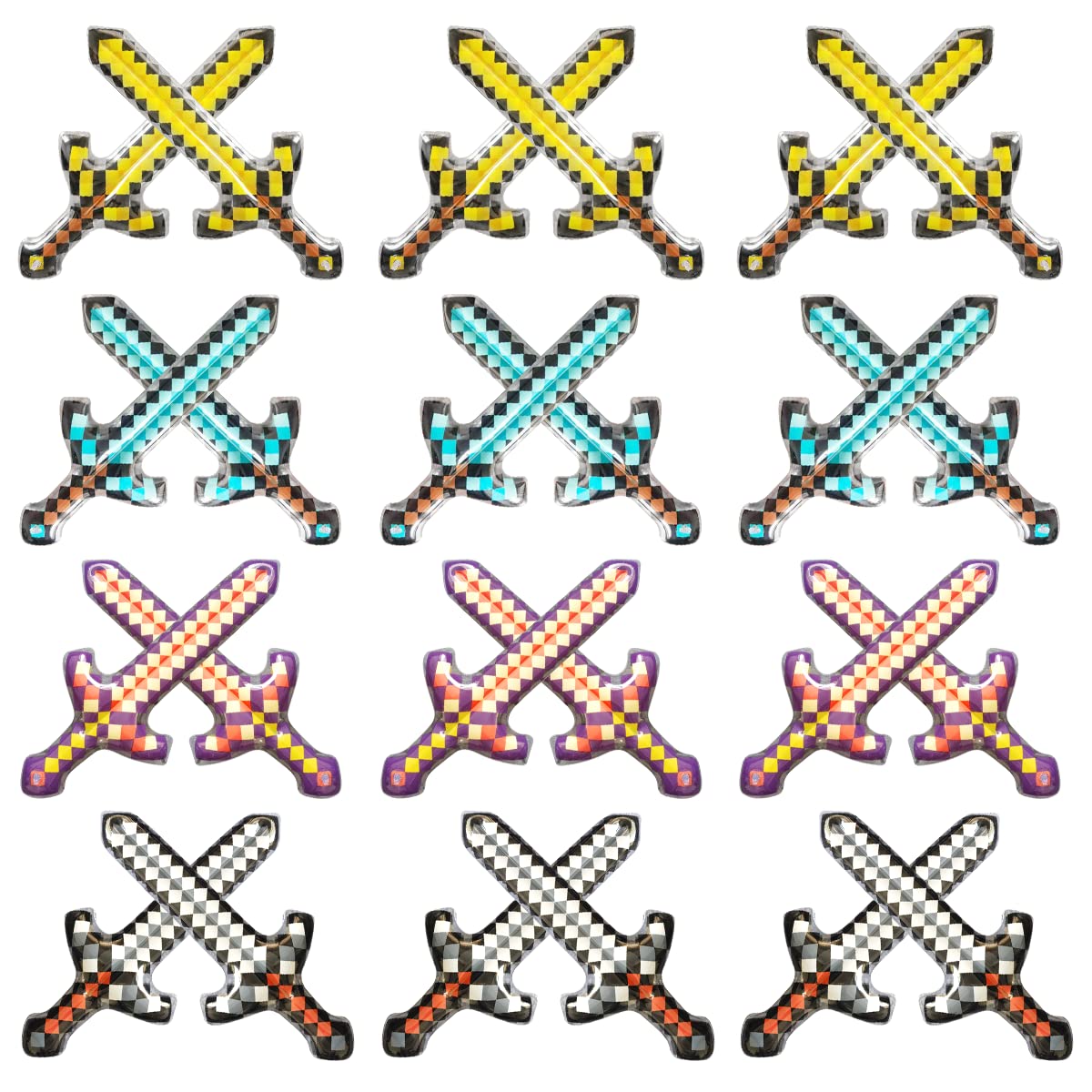 24 Pack Inflatable Weapon, Inflatable Swords for Kids Party Favors Pixel Diamond Inflatable Swords for Theme Party Birthday Swimming Pool Party Halloween Costume Accessories - 4 Colors