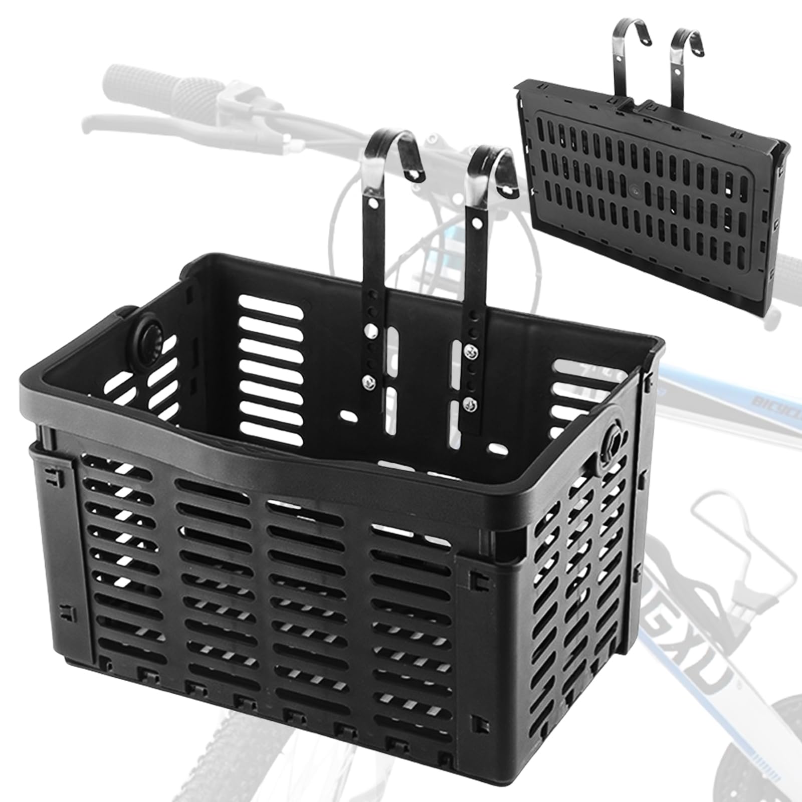 Cestino per bicicletta pieghevole, cestino posteriore per portapacchi, cestino per bicicletta pieghevole per portapacchi, 31,5 X 22,5 X 20,5 cm, per acquisti, animali domestici, scuola, lavoro, gite