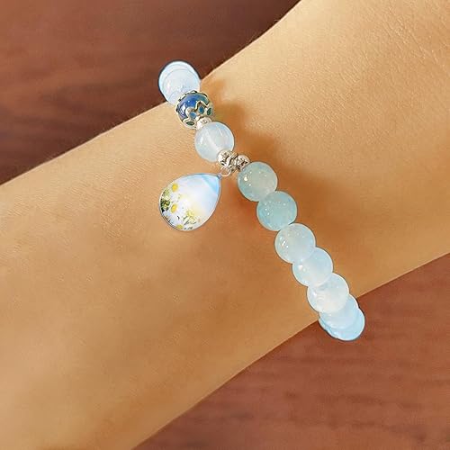 Miniatura 6 de 10 piezas de doble cara imagen 3D pequeña margarita flor encanto cuentas de cristal encaje cuentas de resina transparente collar colgantes para