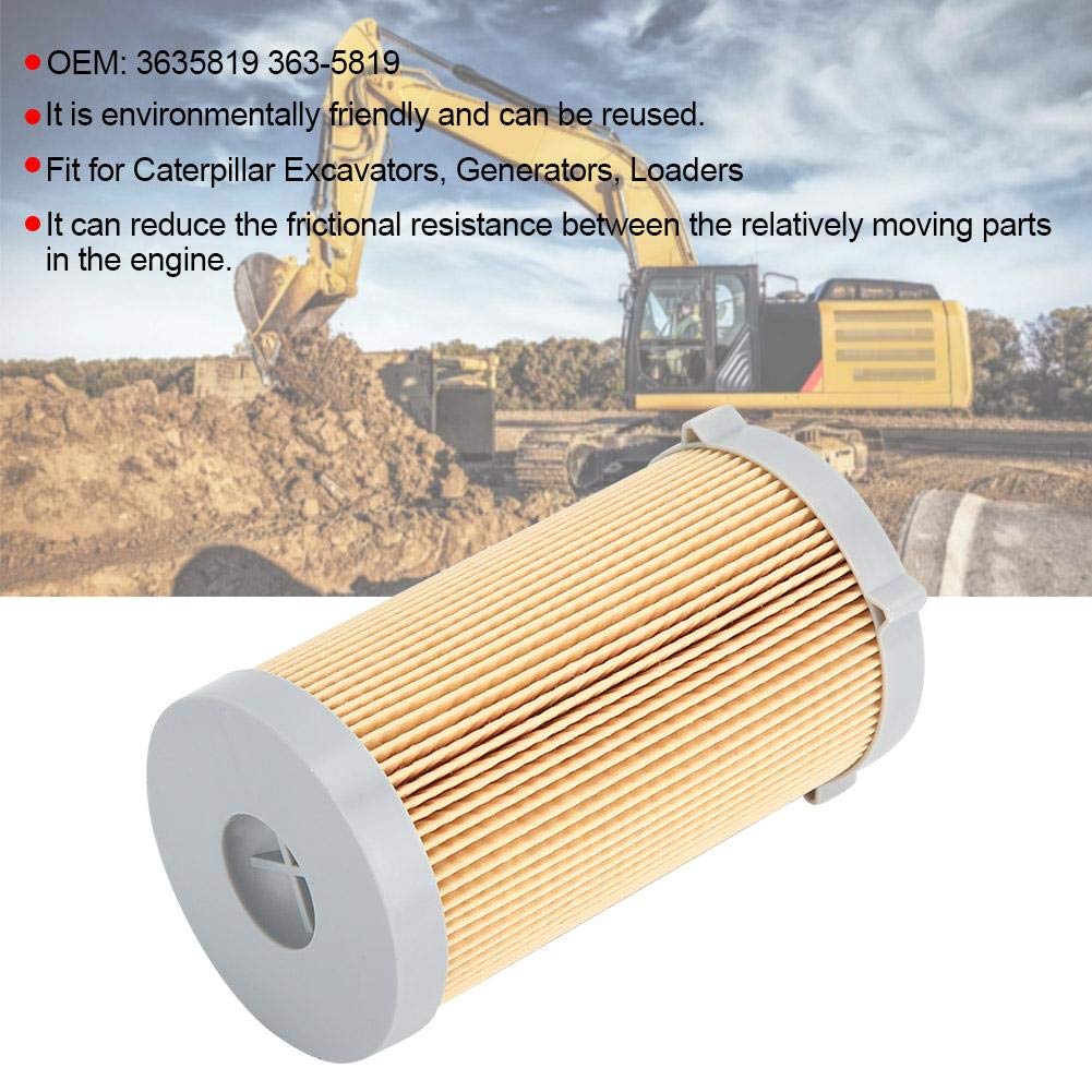 Qiilu Filtre à carburant, 3635819 Filtre à carburant du moteur avec joint adapté pour les chargeurs de générateurs d'excavatrices Caterpillar