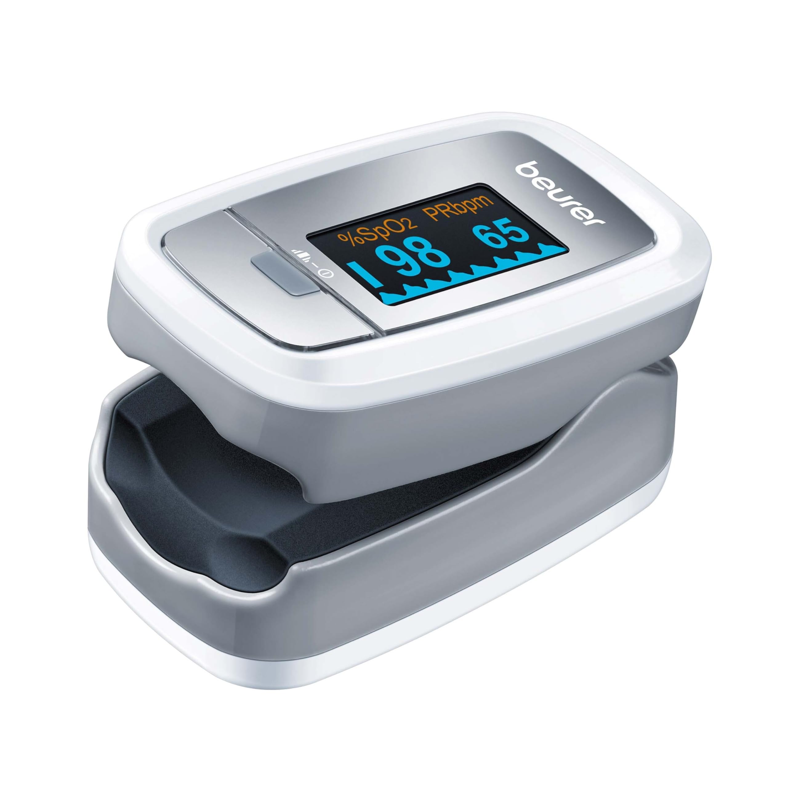 Beurer PO 30 Pulsoximeter, Messung von Sauerstoffsättigung (SpO₂) und Herzfrequenz (Puls), Fingeroximeter mit Farbdisplay, schmerzfreie Anwendung am Finger, 6,1 x 3,6 x 3,2 cm, weiß