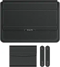 BEMMY Capa Case Para Notebook Macbook Air Pro 13/14'', 15.4/15.6/16.1'', Capa de Couro PU 3 em 1 Para Portátil e Notebook (13/14'') (Preto)