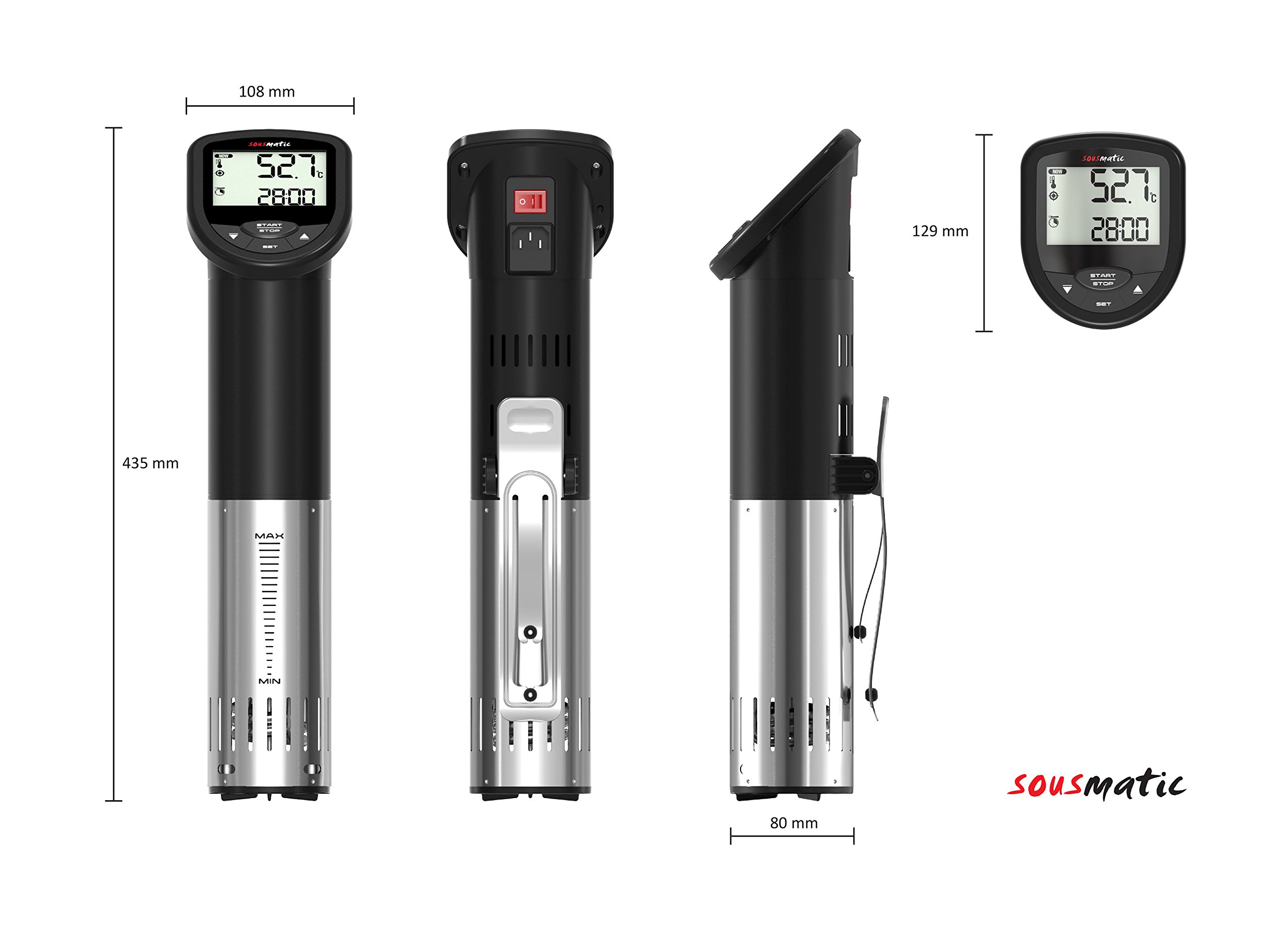 Tfa Dostmann Tfa 14.1550.01 Sousmatic Sous Vide Garer, 1200 W, 25 Litri, 0 Decibel, Stainless Steel, Nero, Taglia Unica