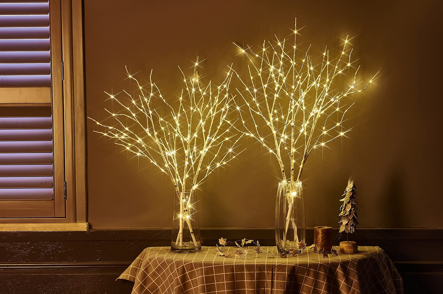 Fudios Pri-lit Branch Plug in with Timer Willow Branches with Lights for Vase Lighted up Birch Twig 32IN 150 LED for Holiday Christmas Party Decor 2 Set