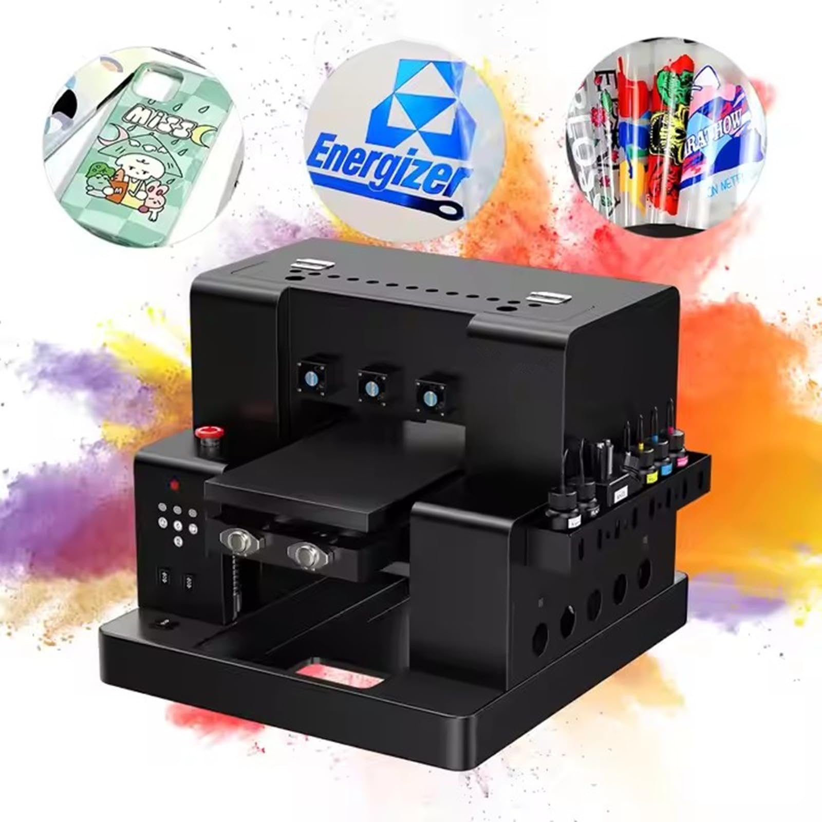 UV Printer A3 UV DTF Printer with Bottle Holder UV Ink for Phone Case Bottle TPU Glass Wood PVC Metal